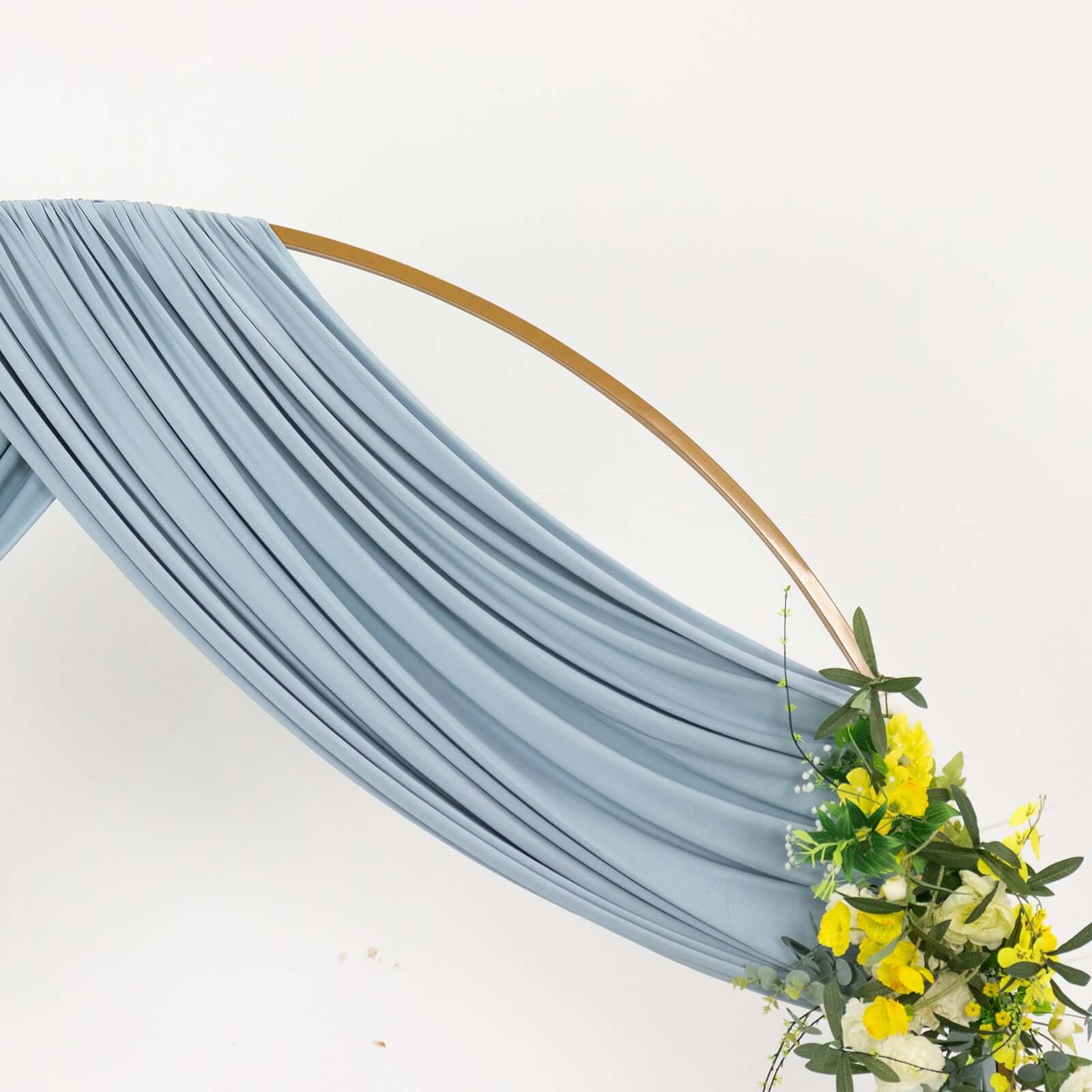 Dusty Blue 4-Way Stretch Spandex Event Curtain Drapes, Wrinkle Free Backdrop Event Panel with Rod Pockets - 5ftx18ft