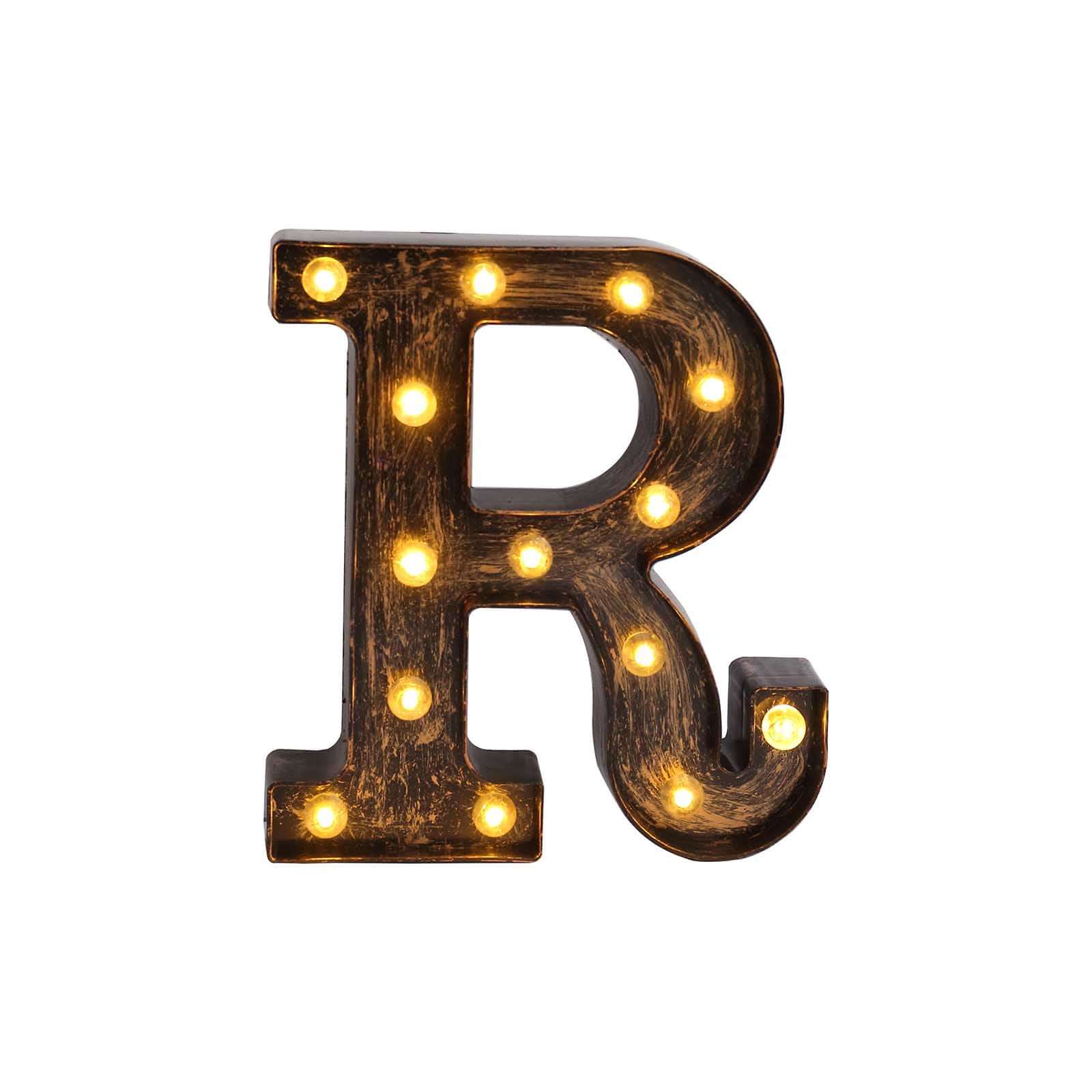 LED Marquee Letter R Industrial Style Antique Black - Light-Up Alphabet Sign for Weddings & Displays 9