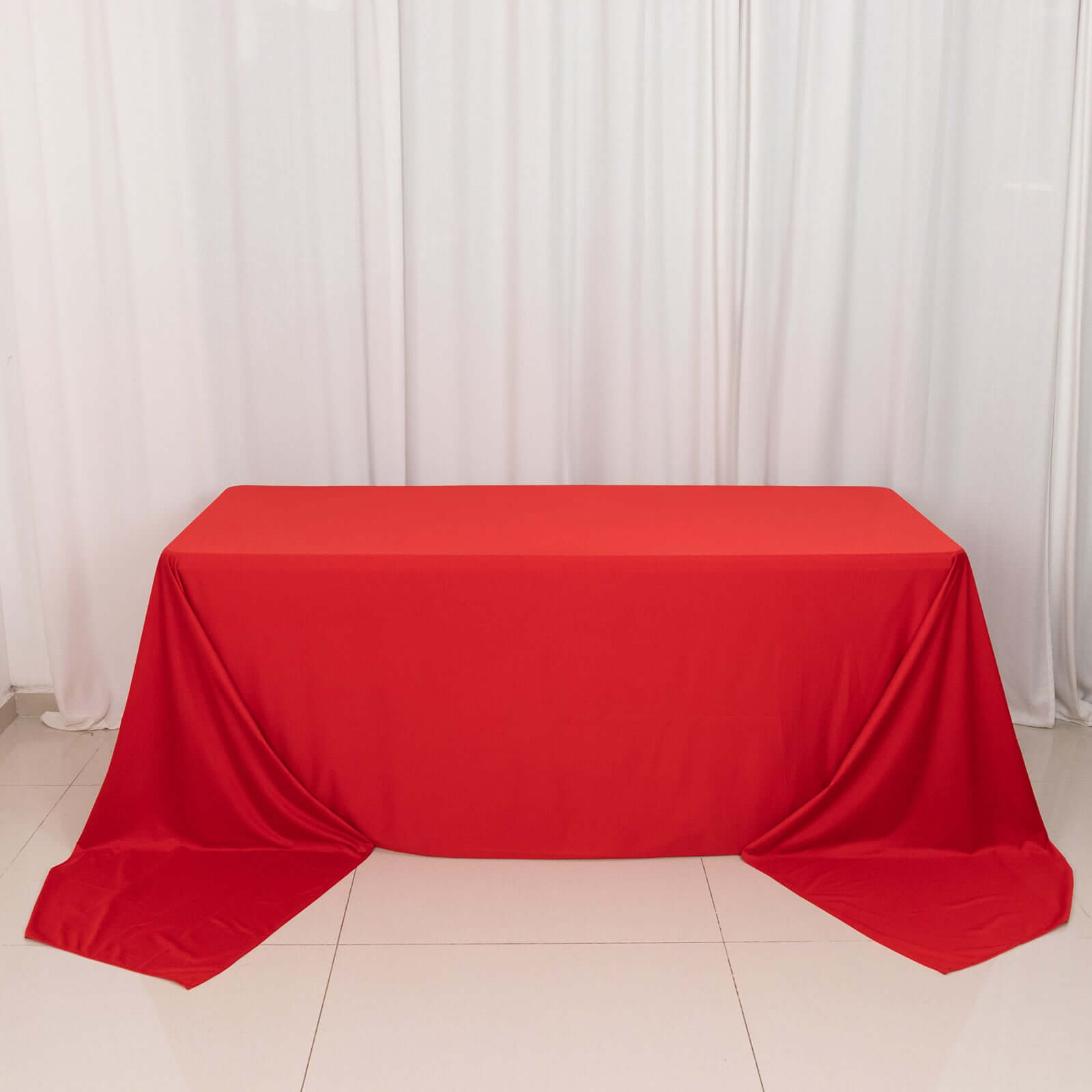 Premium Scuba Rectangular 90x156 Tablecloth Red - Wrinkle Free, Stain Resistant & Seamless Table Cover