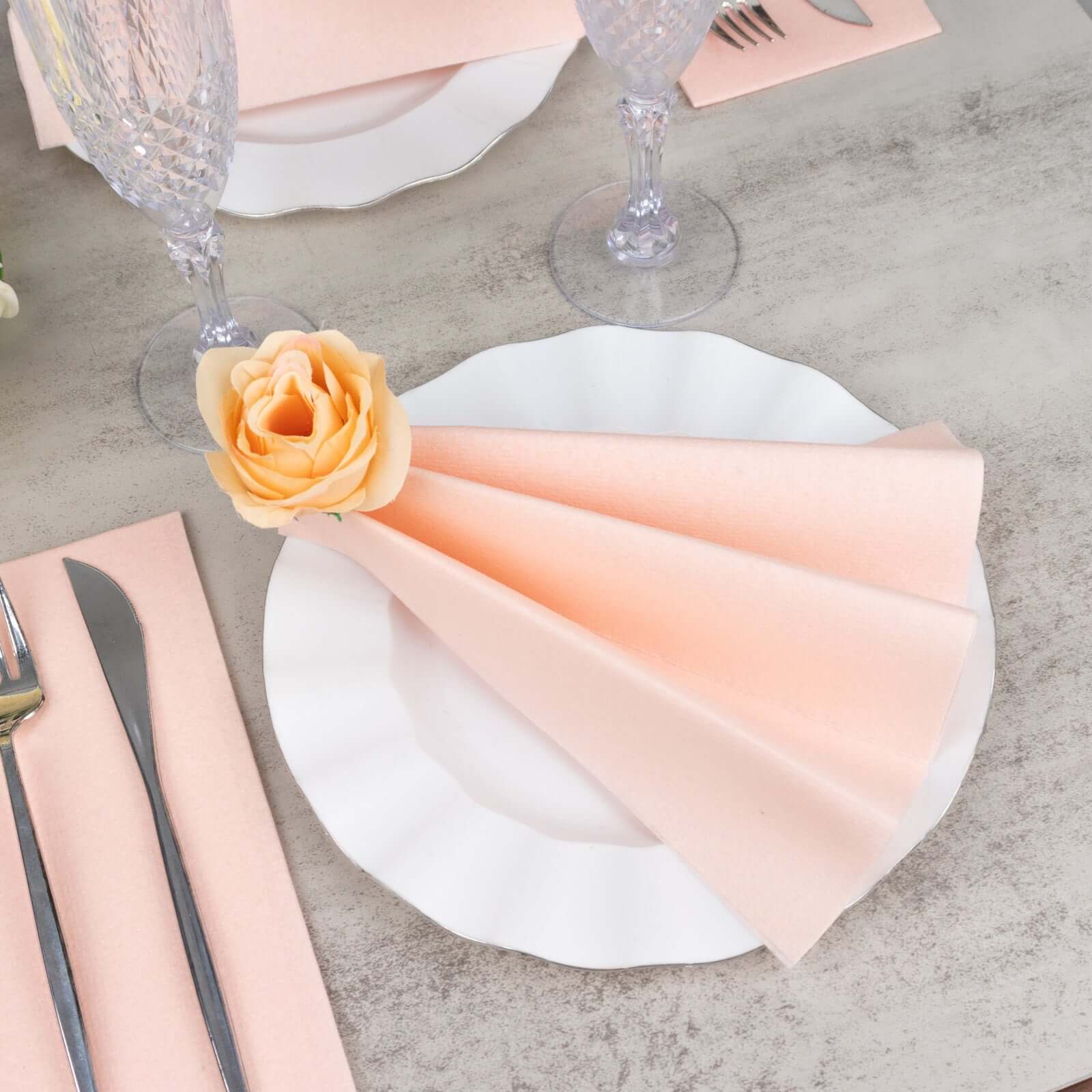 20-Pack Paper Linen-Like Napkins Blush - Disposable Hygienic Airlaid Guest Towels 8.5x4