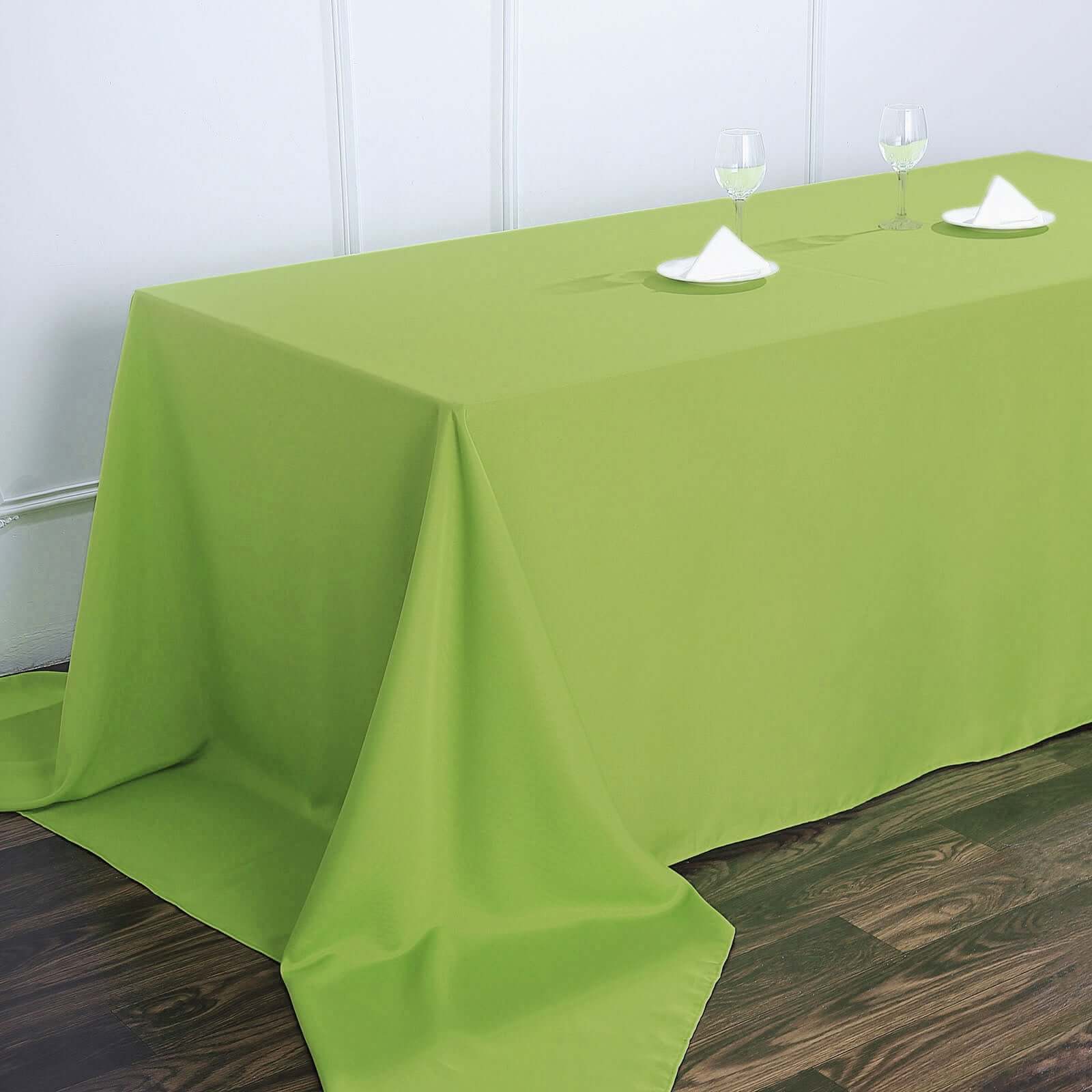 Polyester 90x156 Rectangle Tablecloth Apple Green - Seamless Wrinkle-Resistant Table Cover