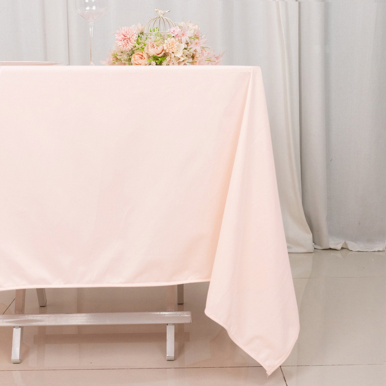 Premium Scuba Square 70x70 Tablecloth Blush - Wrinkle Free & Stain Resistant Table Cover