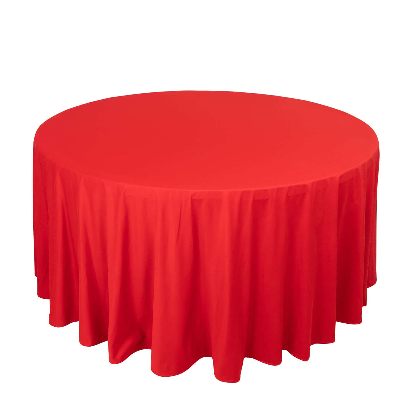 Premium Scuba Round 120 Tablecloth Red - Wrinkle Free & Stain Resistant Seamless Table Cover