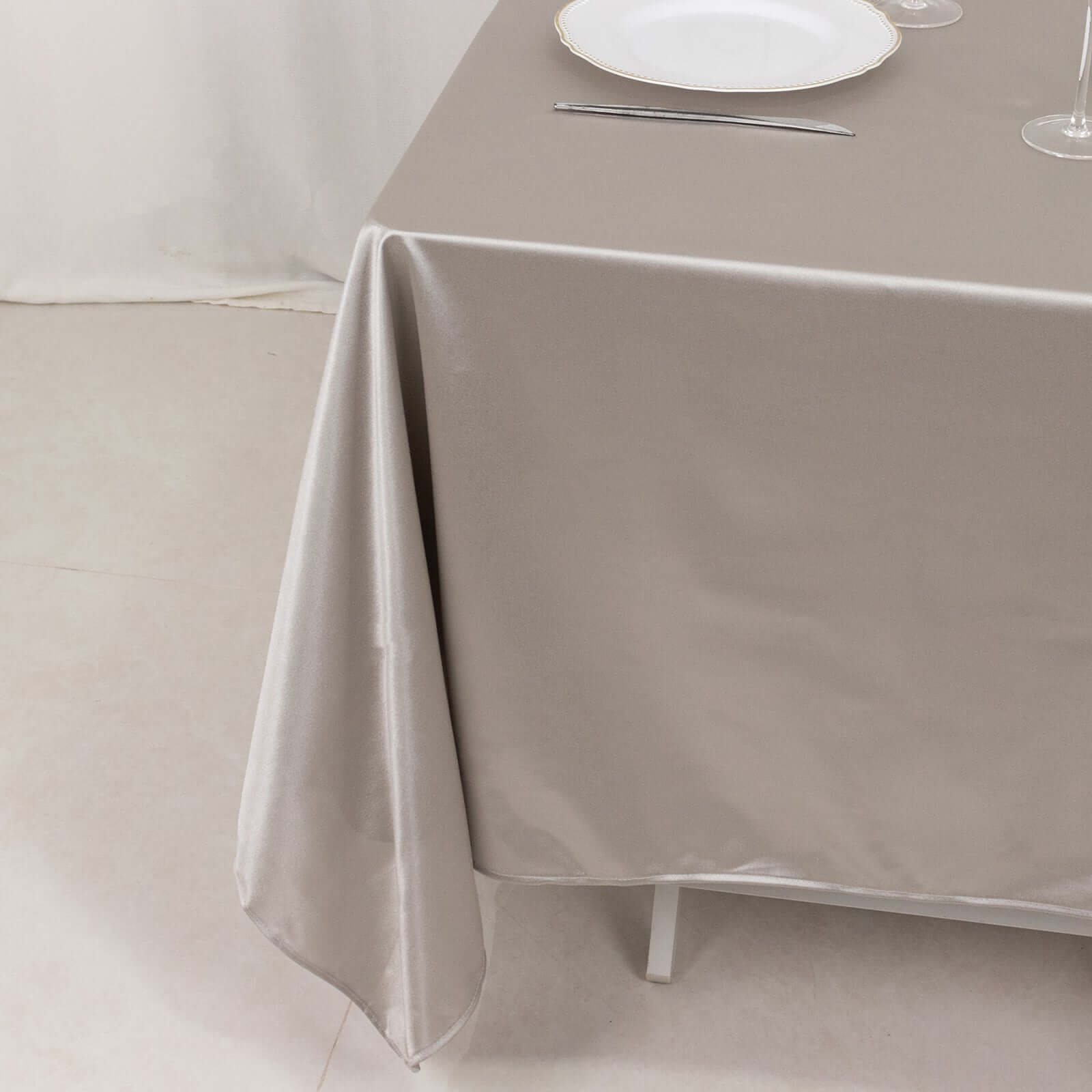 Premium Scuba Square 70x70 Tablecloth Shimmer Silver - Wrinkle Free & Stain Resistant Table Cover