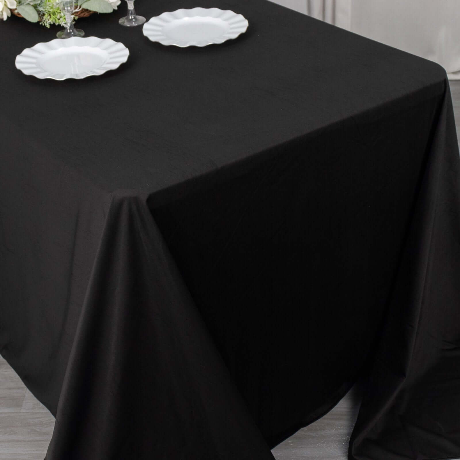 Premium Scuba Rectangular 90x156 Tablecloth Black - Wrinkle Free, Stain Resistant & Seamless Table Cover for Weddings and Parties