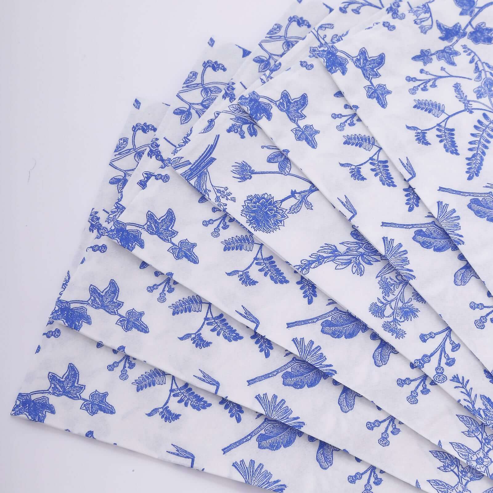 20-Pack Paper Dinner Napkins White/Blue with French Toile Pattern 2 Ply - Stylish Disposable Napkins for Parties