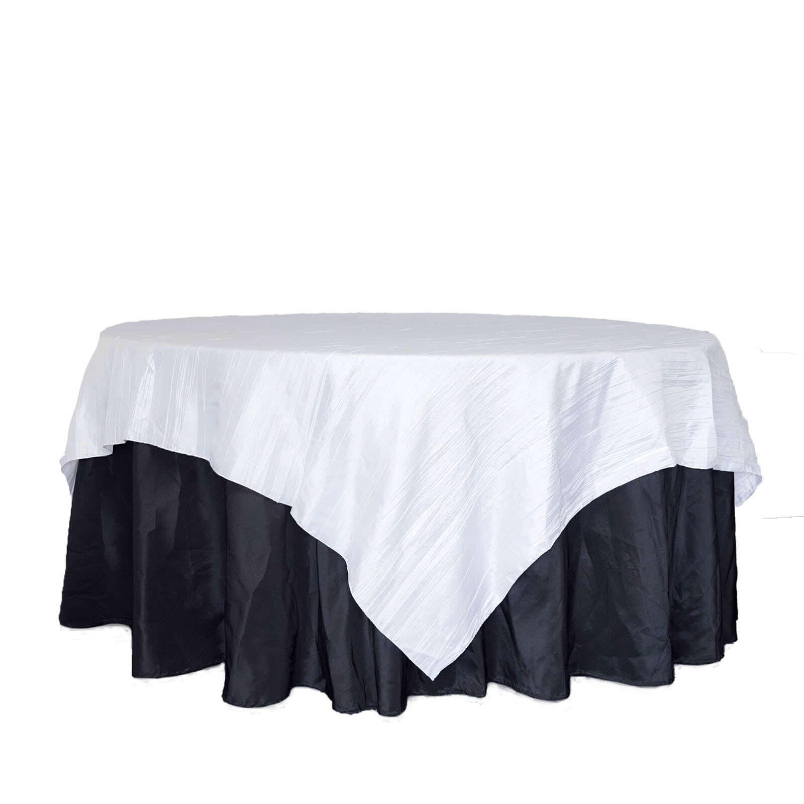 Taffeta 90x90 Table Overlay Square Tablecloth White - Accordion Crinkle Design for Modern Celebrations