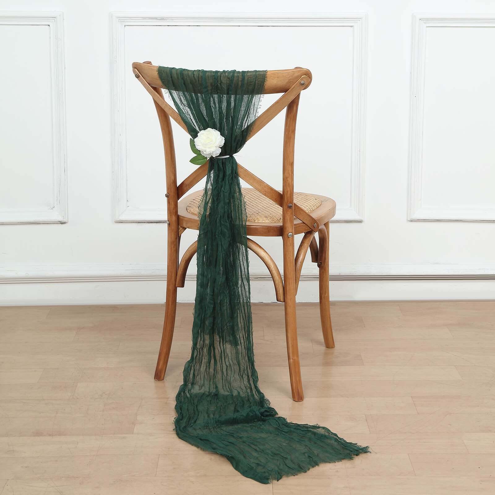 5 Pack Cheesecloth Gauze 16x88 Chair Sashes Hunter Emerald Green - Boho Chair Decorations