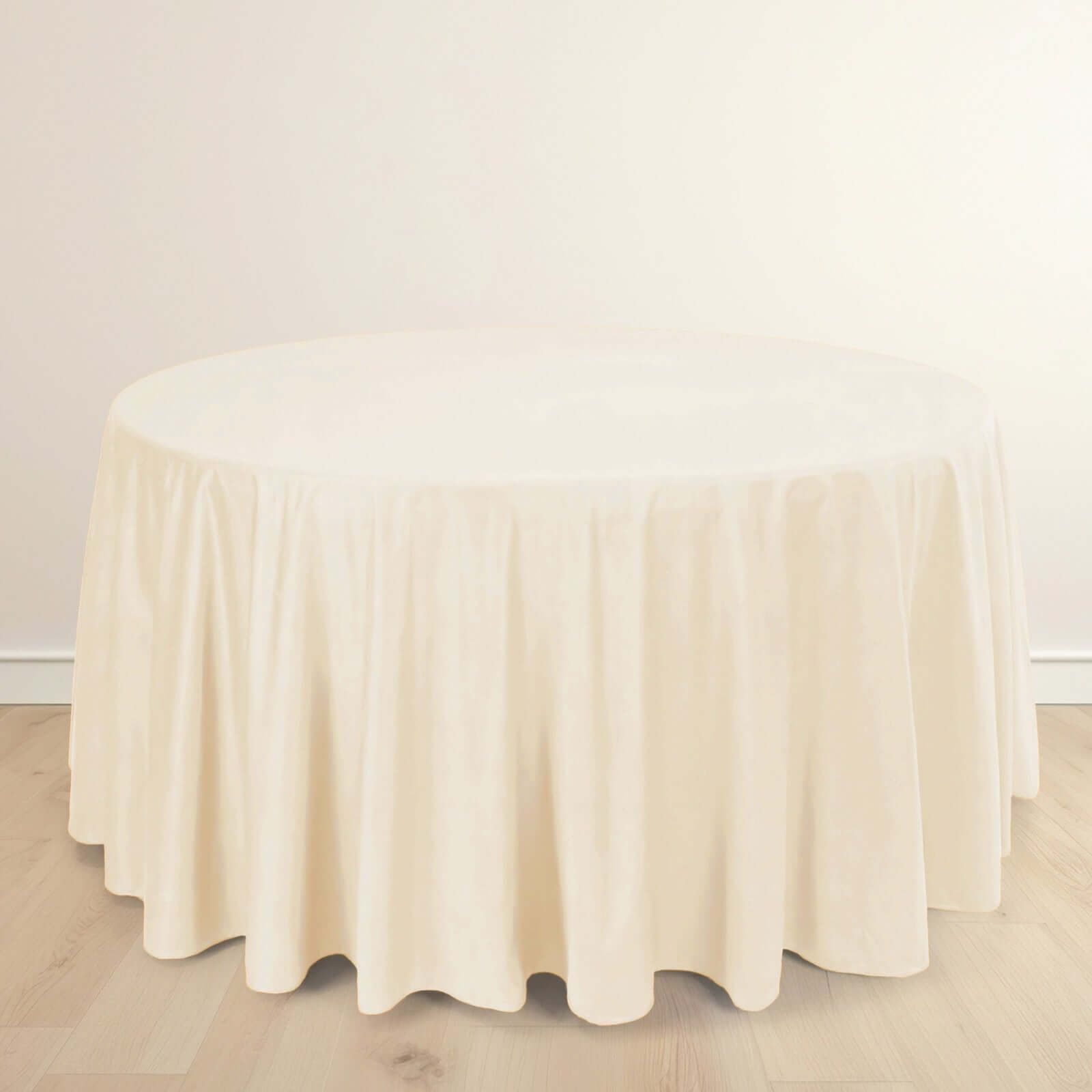 Premium Scuba Round 120 Tablecloth Beige - Wrinkle Free & Stain Resistant Seamless Table Cover
