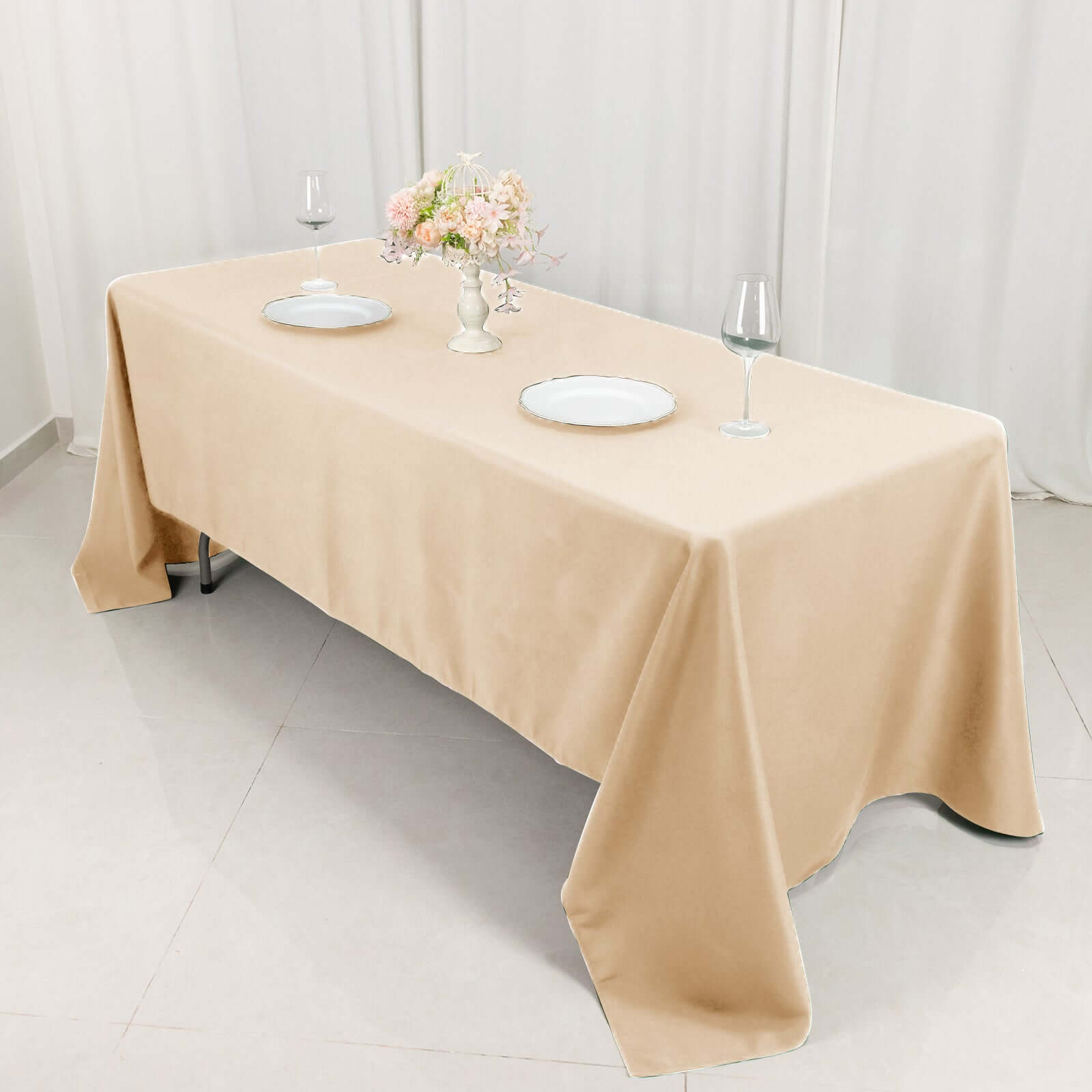 Premium Polyester 60x126 Rectangle Tablecloth Beige - Stain-Resistant 220GSM Finish Table Cover