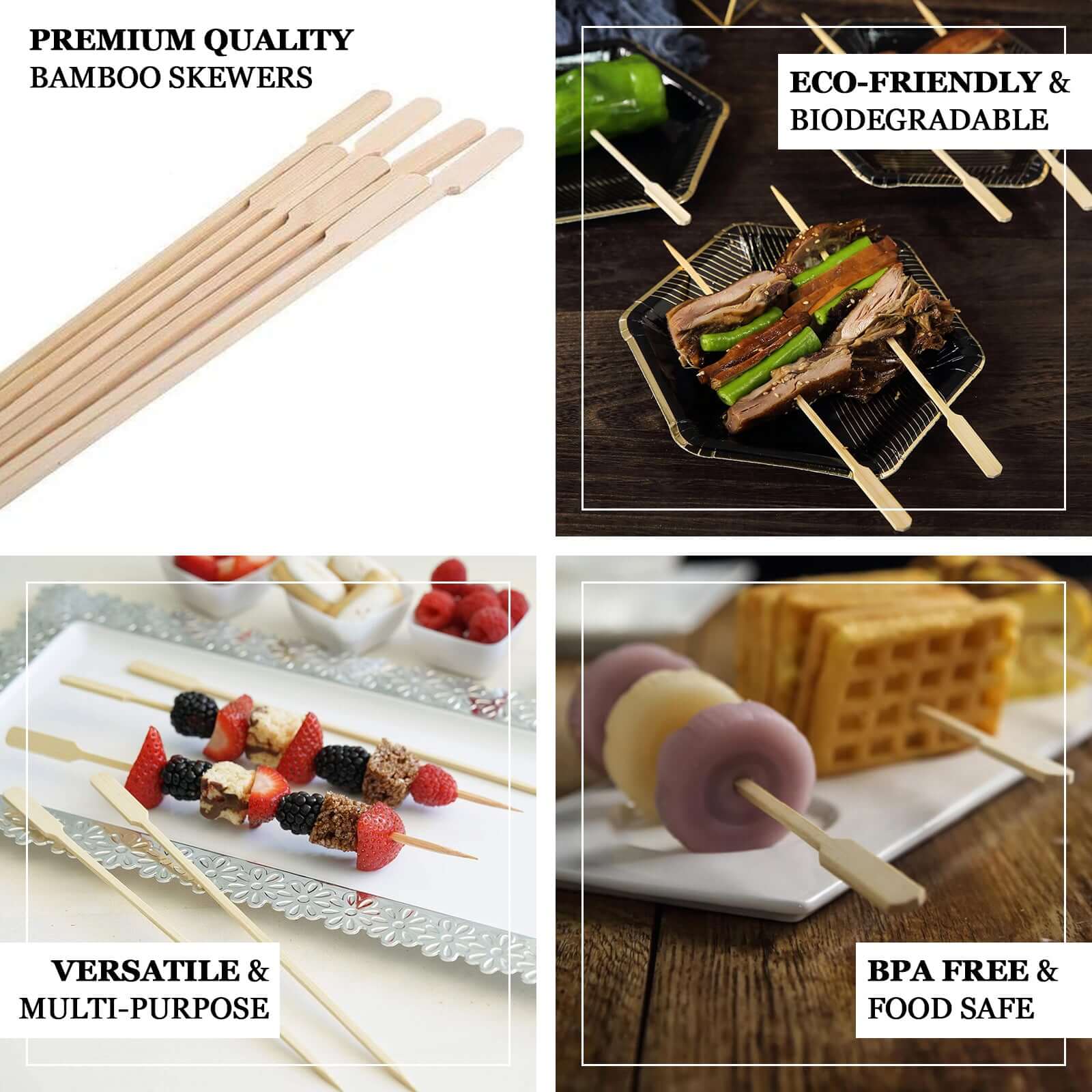 100-Pack Bamboo Cocktail Sticks Paddle Decorative Top Design - Eco Friendly Party Picks 10