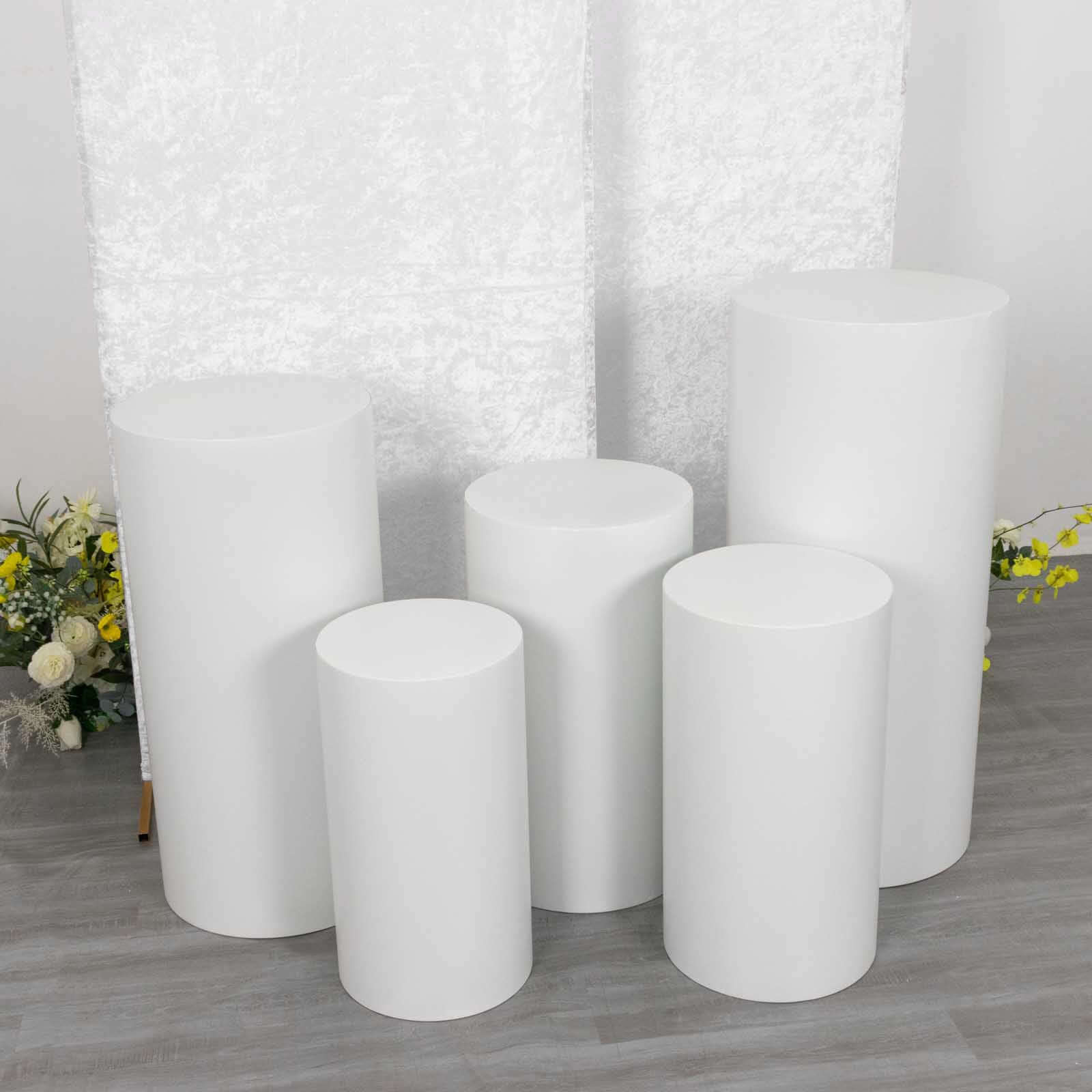 Set of 3 White Crushed Velvet Chiara Backdrop Stand Covers For Round Top Wedding Arches - 5ft, 6ft, 7ft