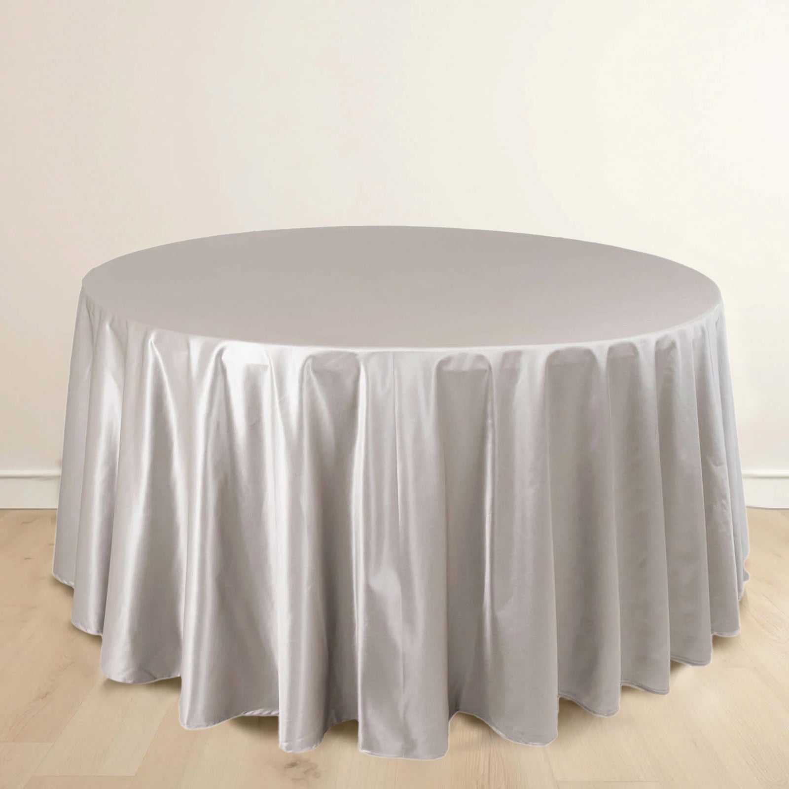 Premium Scuba Round 120 Tablecloth Shimmering Silver - Wrinkle Free, Stain Resistant & Seamless Table Cover