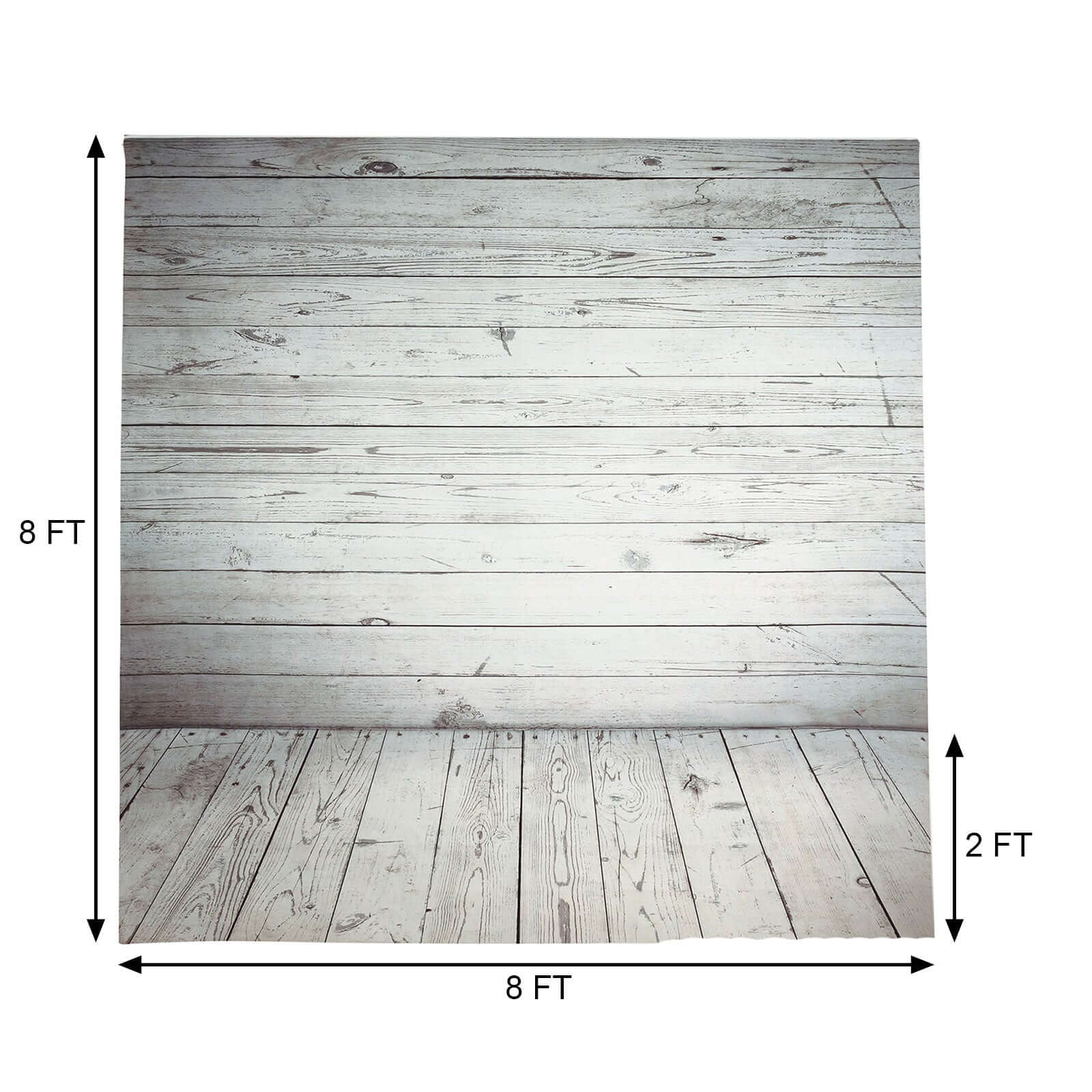 8ftx8ft White Gray Distressed Wood Panels Vinyl Photography Backdrop