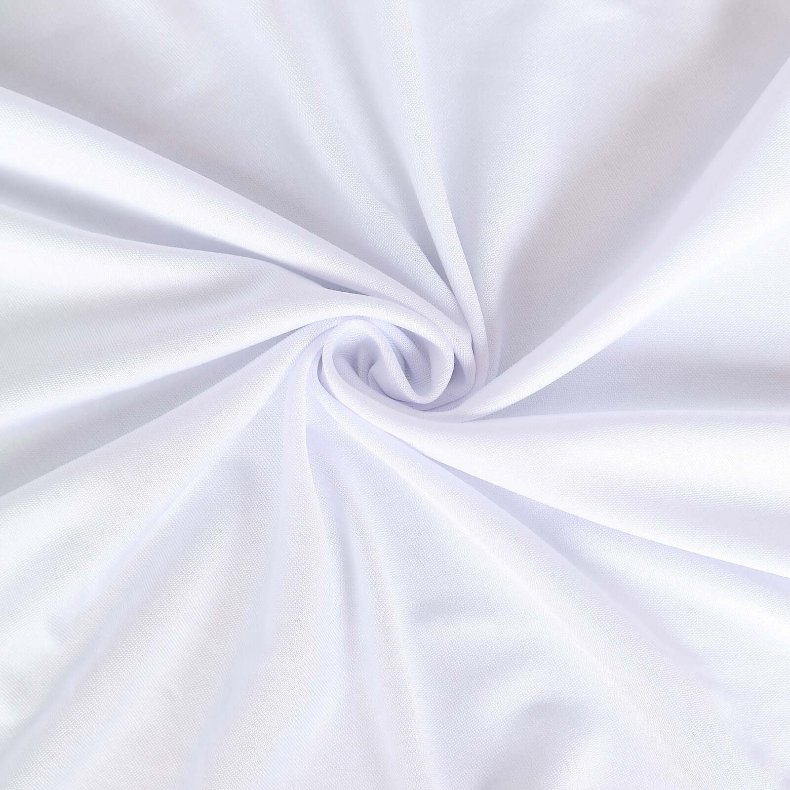 Spandex Rectangle 72x30 Table Skirt White with Wavy Skirt-Like Effect Stylish Table Cover for Weddings, Banquets & Trade Shows