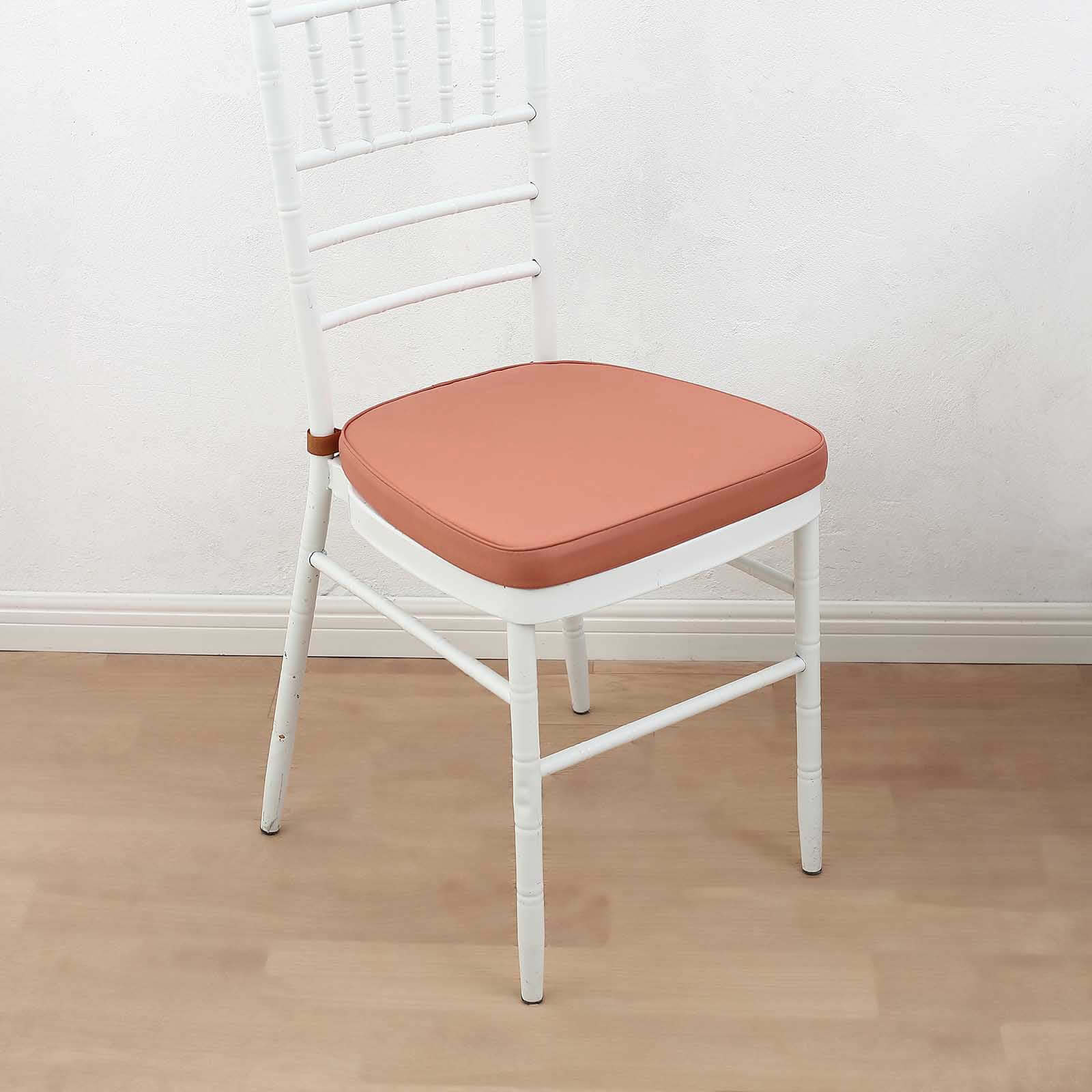 Chiavari Chair Cushion with 1.5 Thick Memory Foam and Ties Terracotta (Rust) - Stylish Removable Cover for Comfort