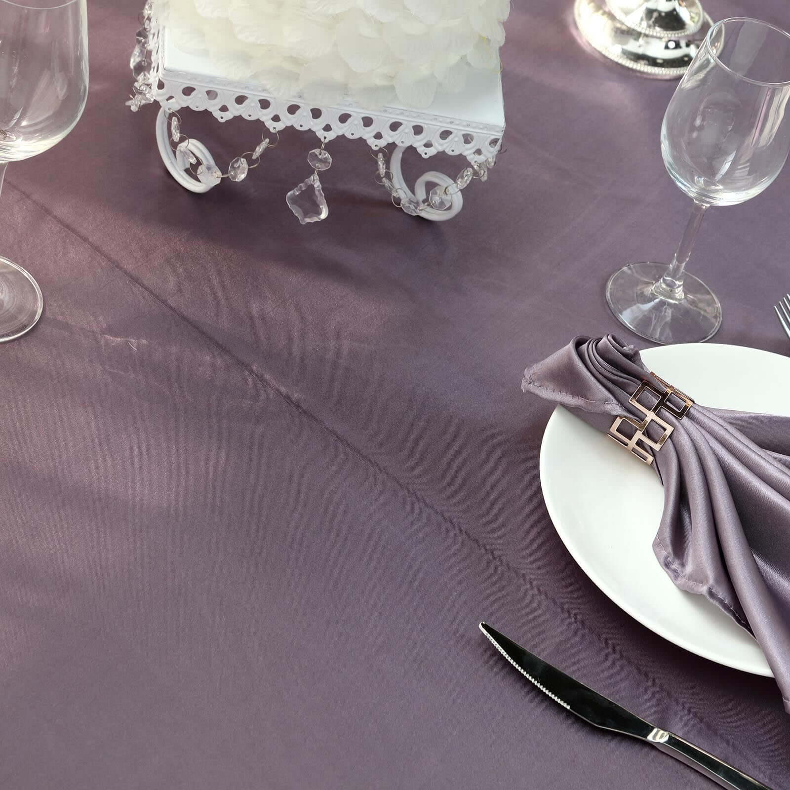 Satin Rectangular 60x102 Tablecloth Violet Amethyst - Smooth and Lustrous Table Cover