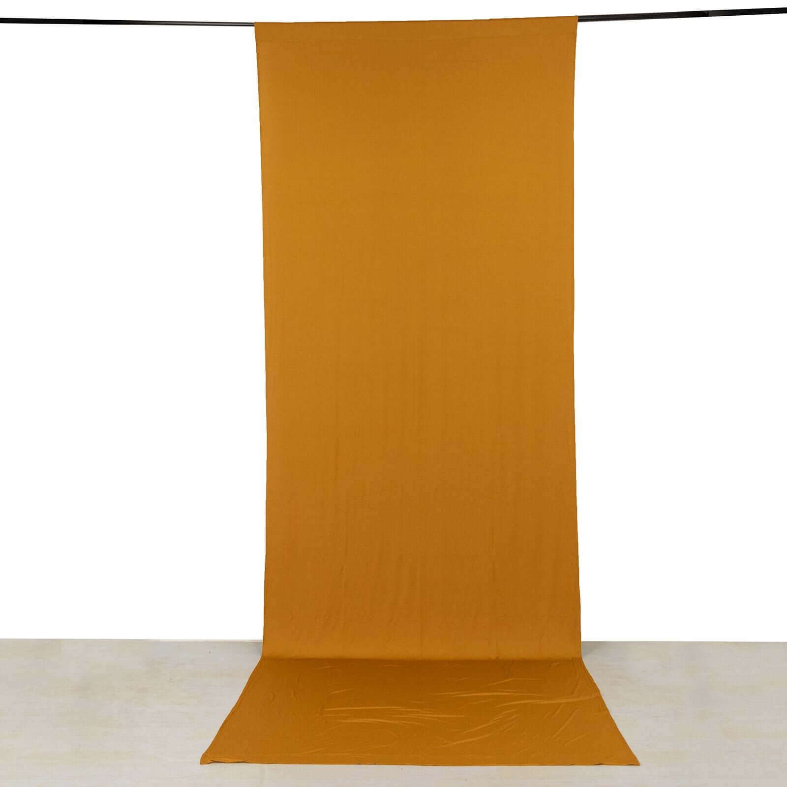 Gold 4-Way Stretch Spandex Event Curtain Drapes, Wrinkle Free Backdrop Event Panel with Rod Pockets - 5ftx14ft