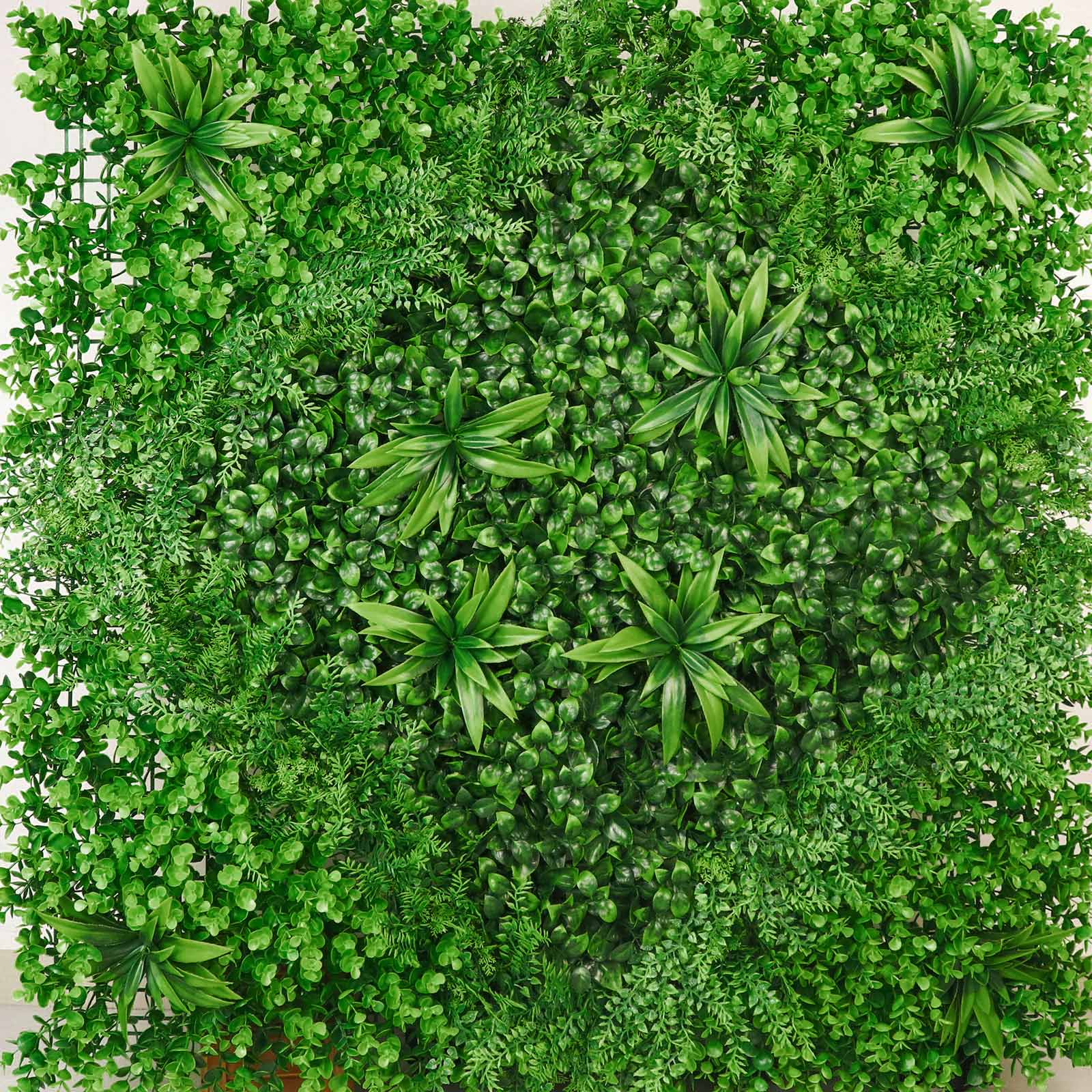 13 Sq. ft. Artificial Boxwood Fern Greenery Garden Wall, Grass Backdrop Mat, Indoor Outdoor UV Protected Assorted Foliage - 4 Panels