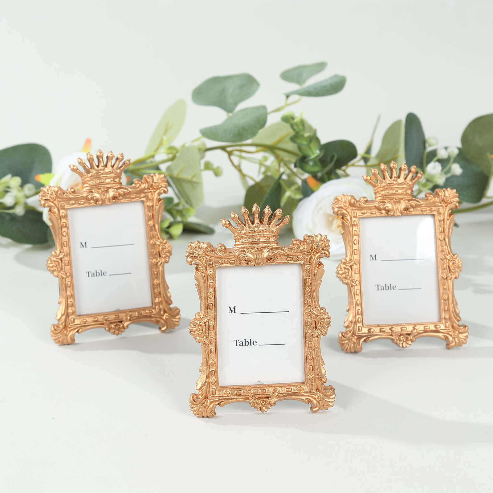 4-Pack Picture Frames Gold Resin Vintage Crown Design Rectangle - Mini Photo Frame Wedding Place Card Holders & Party Favors 4.5x3