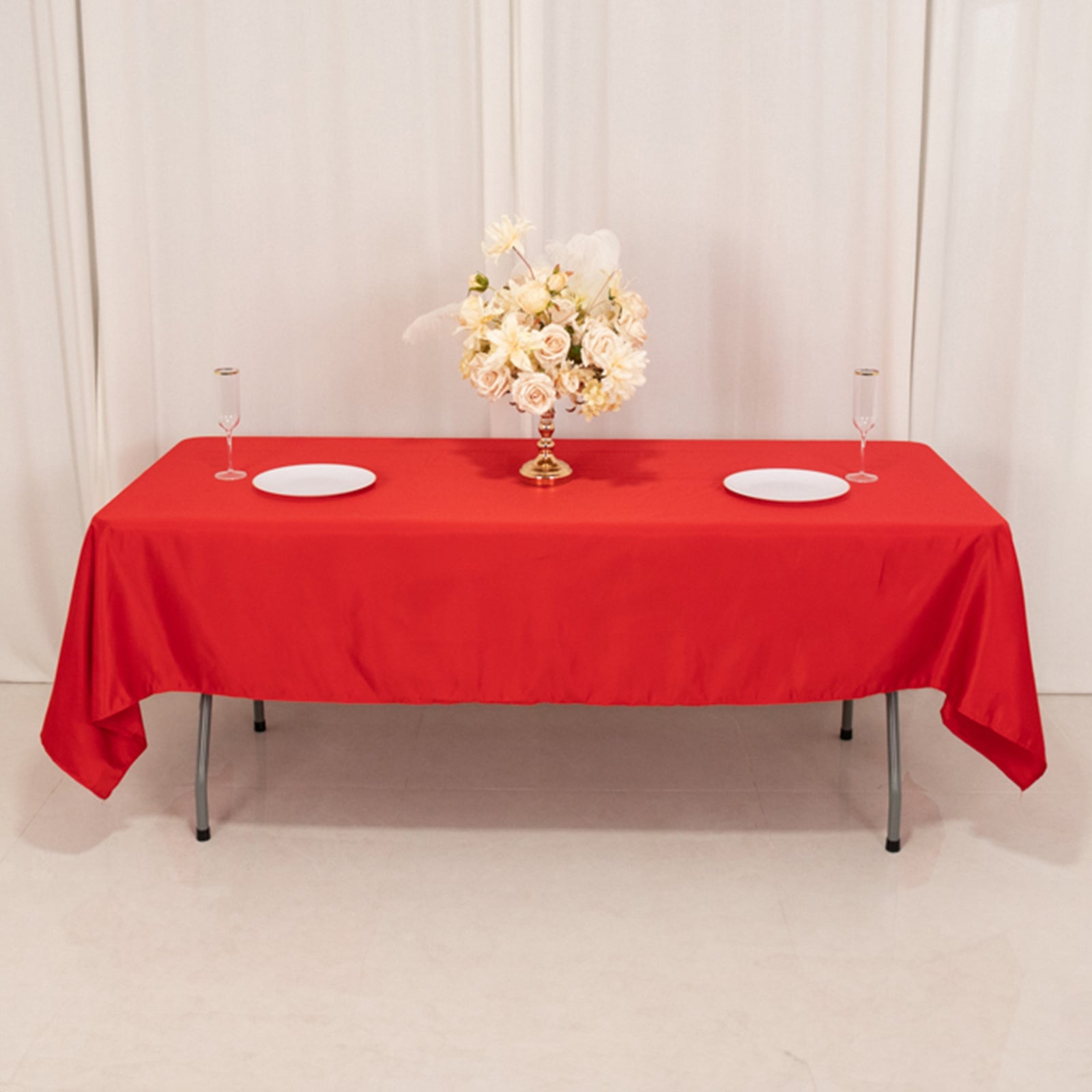 Lamour Satin 60x102 Rectangle Tablecloth Red - Durable & Silky Soft Feel Table Cover