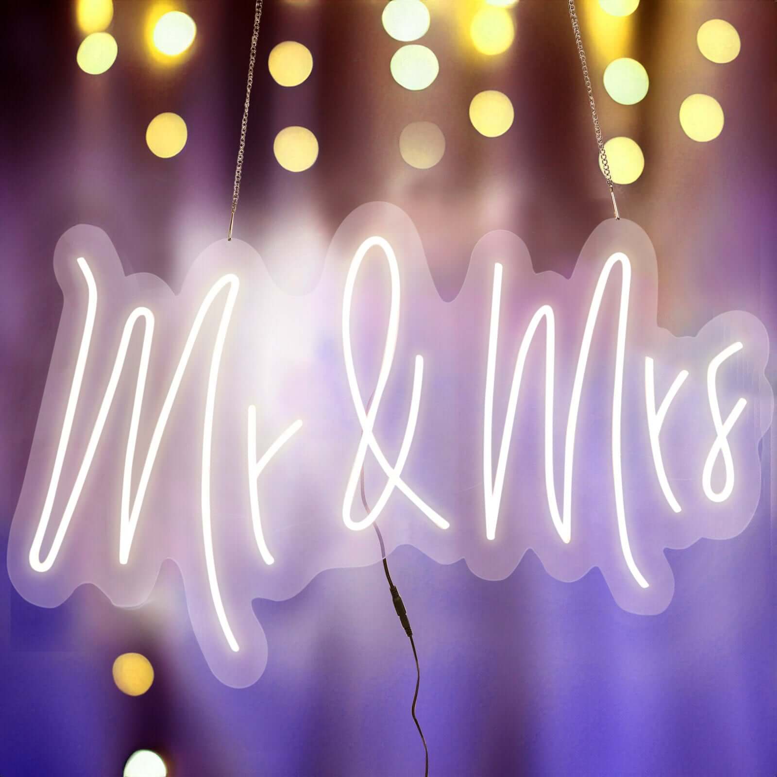 33 Mr and Mrs Neon Light Sign, LED Reusable Wall Décor Lights With 5ft Hanging Chain