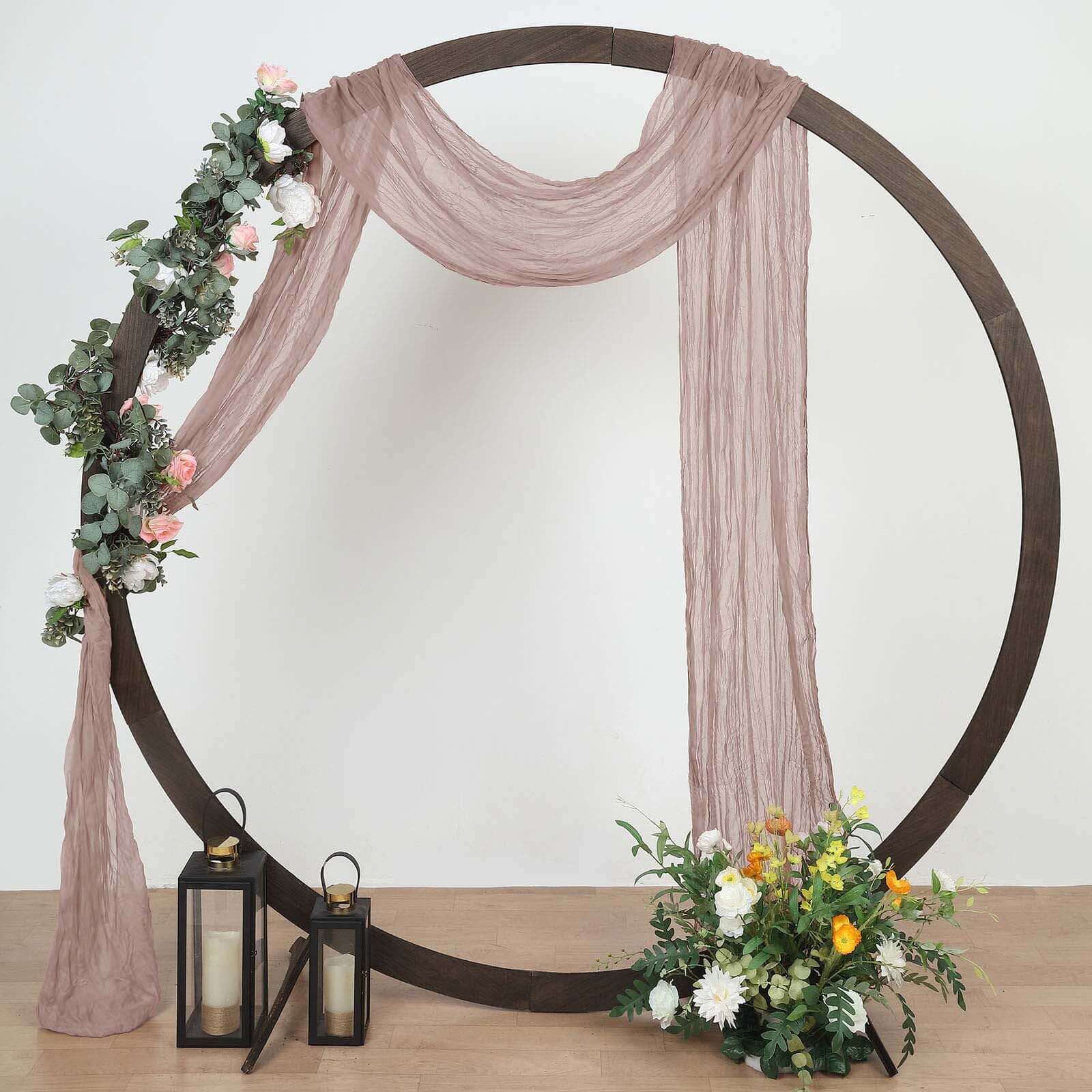 20ft Dusty Rose Gauze Cheesecloth Fabric Wedding Arch Drapery, Window Scarf Valance, Boho Decor Arbor Curtain Panel