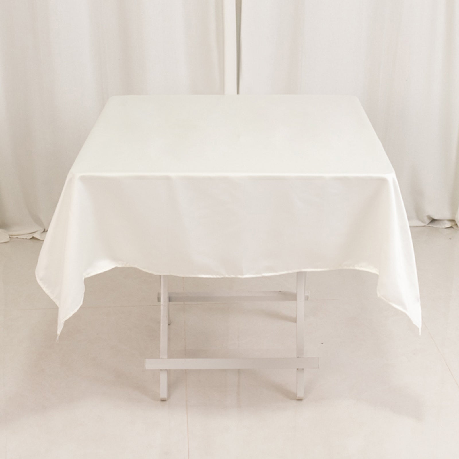 Lamour Satin 54x54 Square Tablecloth Ivory - Durable & Silk-Like Table Cover