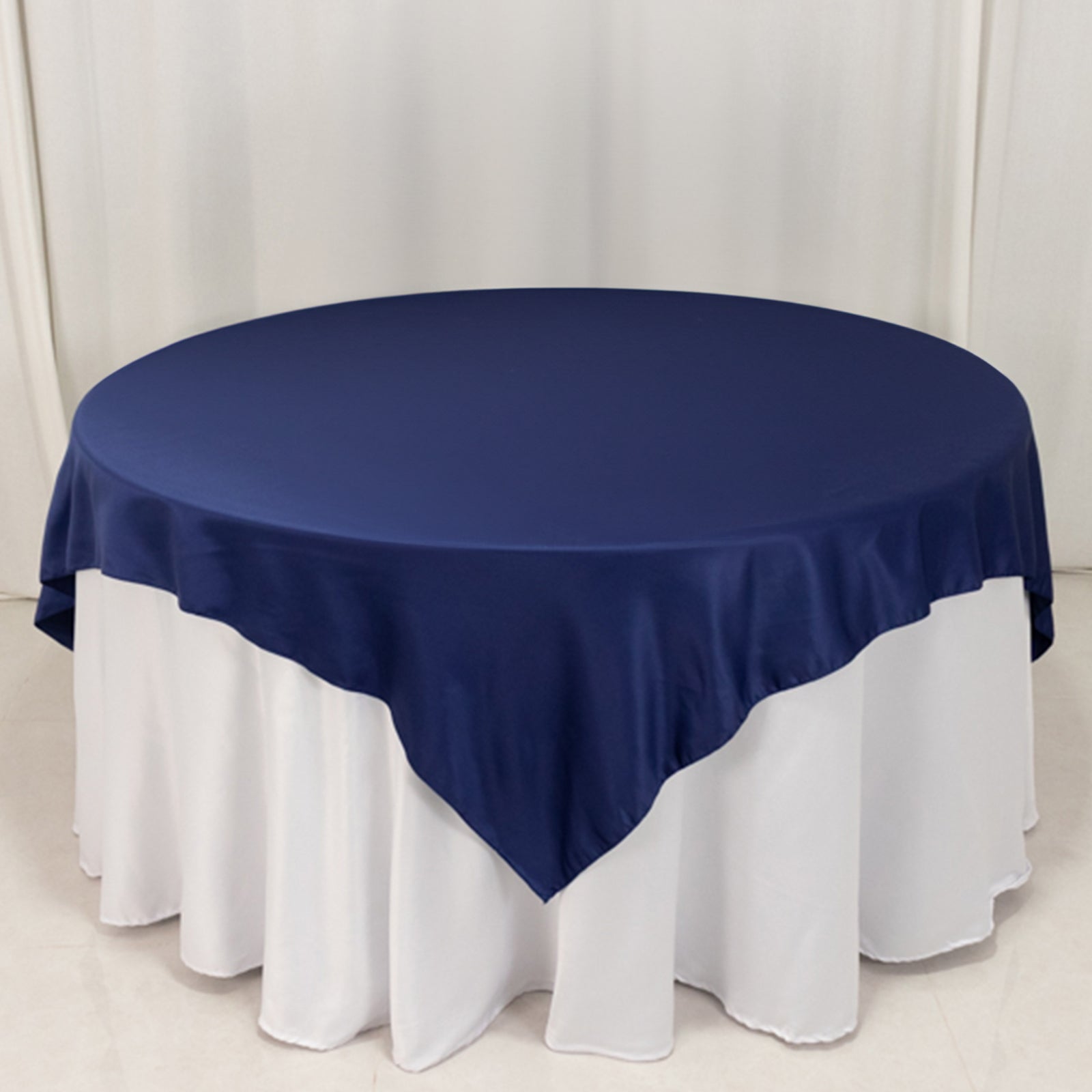 Lamour Satin 72x72 Table Overlay Square Tablecloth Navy Blue - Smooth Finish Table Topper