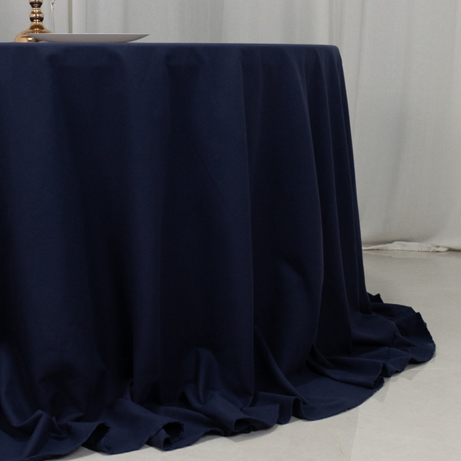 Cotton Blend 132 Round Tablecloth Navy Blue - Seamless Wrinkle-Resistant Table Cover