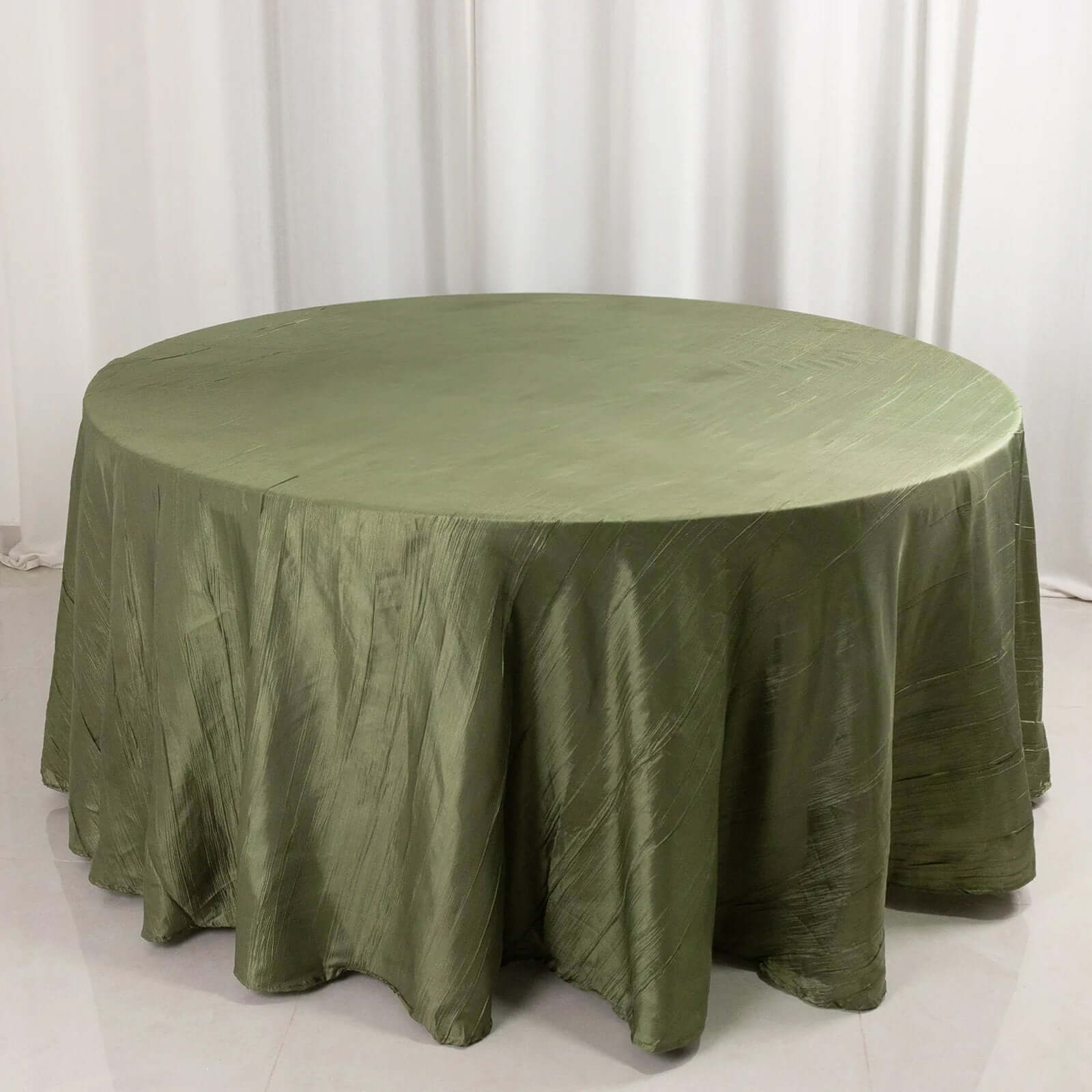 Taffeta 120 Round Tablecloth Dusty Sage Green - Seamless Accordion Crinkle Table Cover