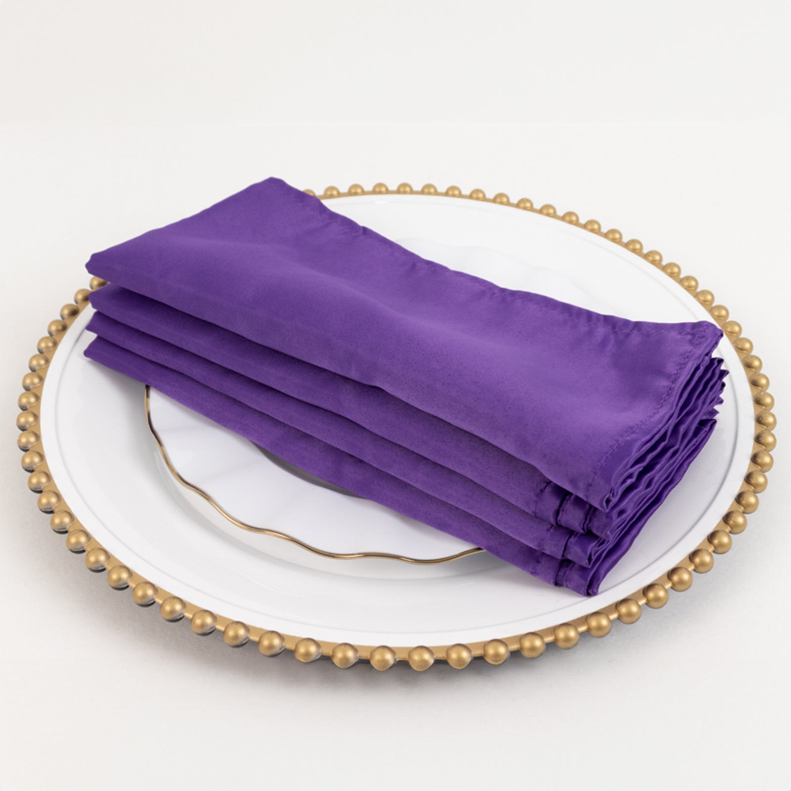 5 Pack Lamour Satin 20x20 Napkins Purple - Soft Matte Finish Dinner Napkins