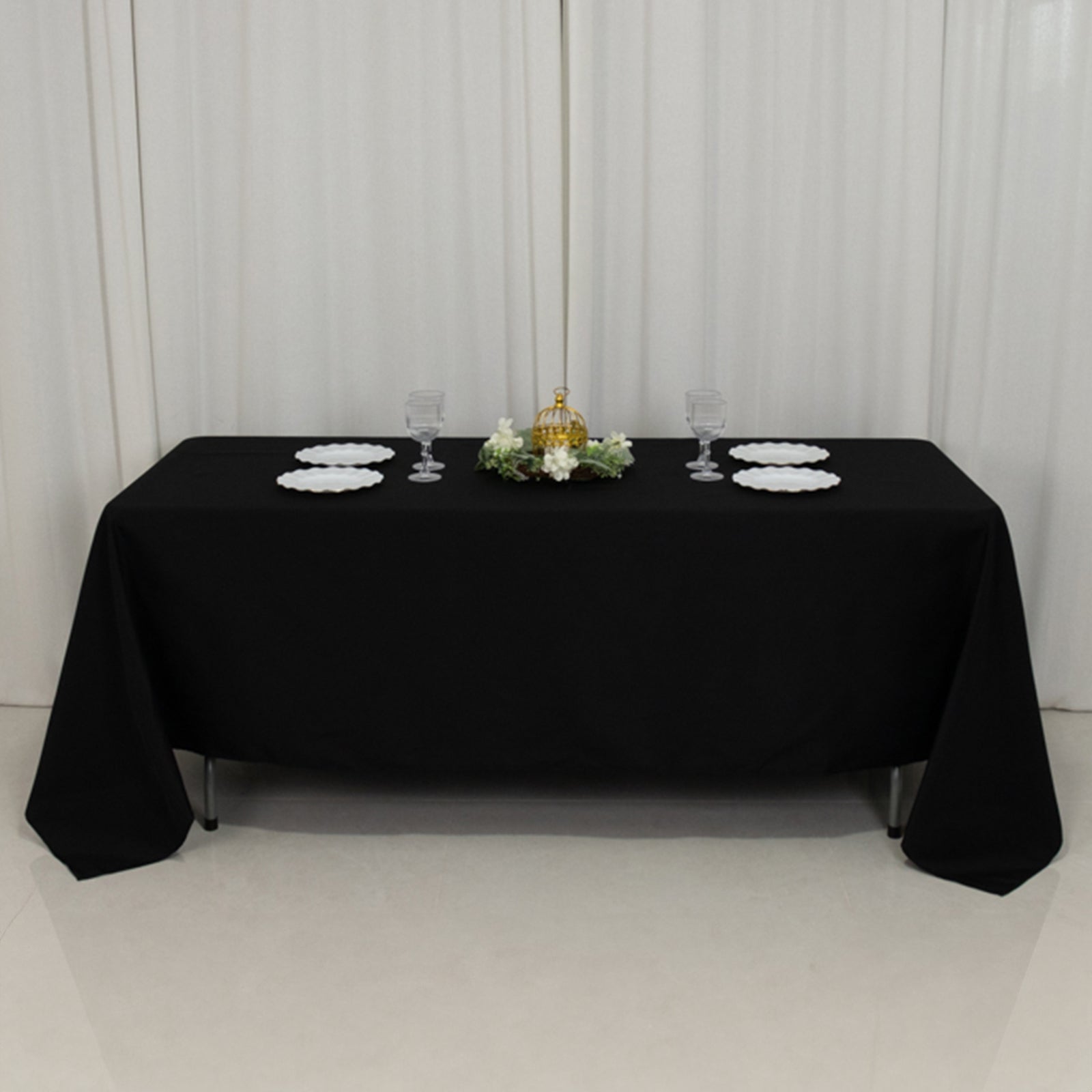 Fire Retardant Premium Polyester 72x120 Rectangular Tablecloth Black - High-Performance Table Cover