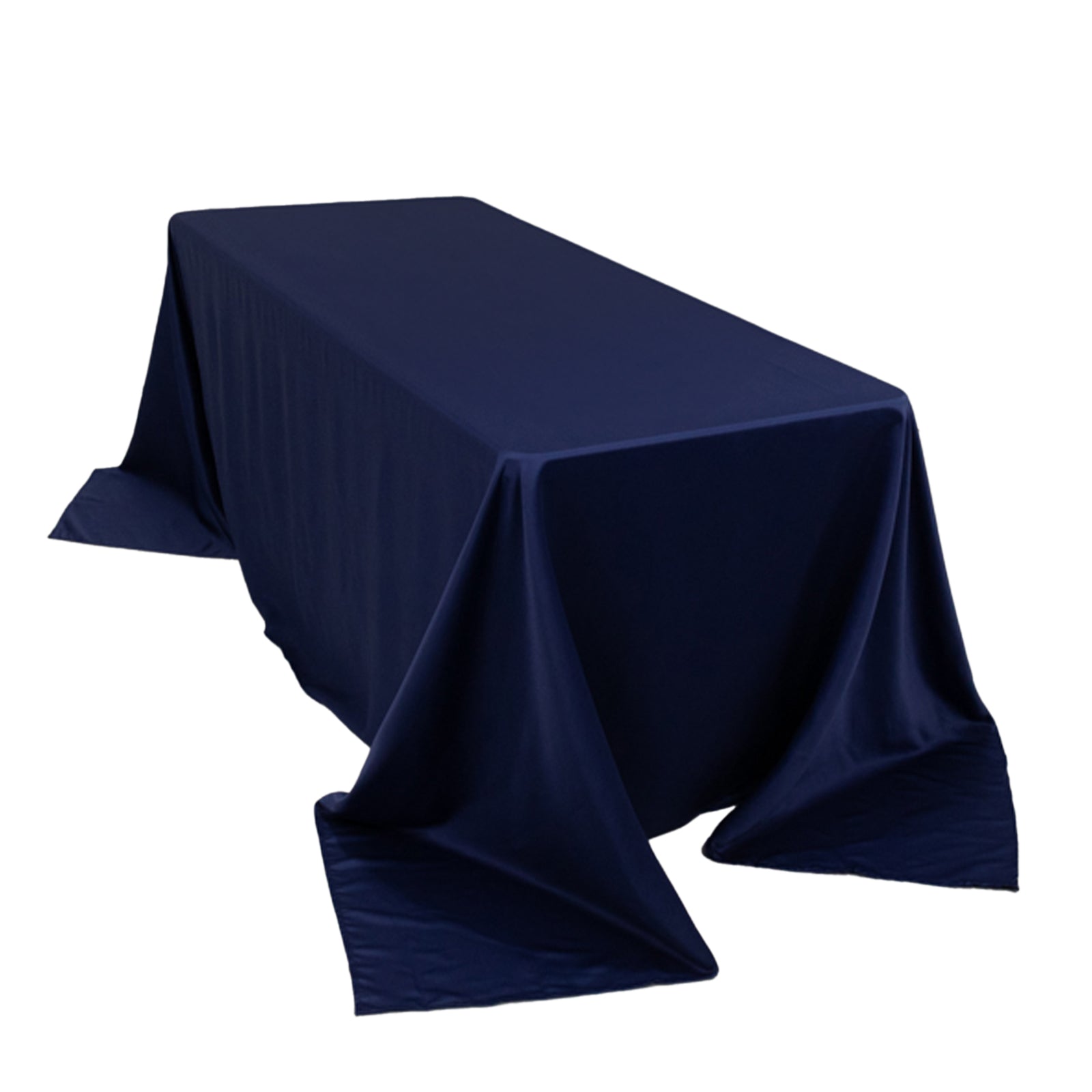 Lamour Satin 90x132 Rectangle Tablecloth Navy Blue - Soft & Silk-Like Seamless Table Cover