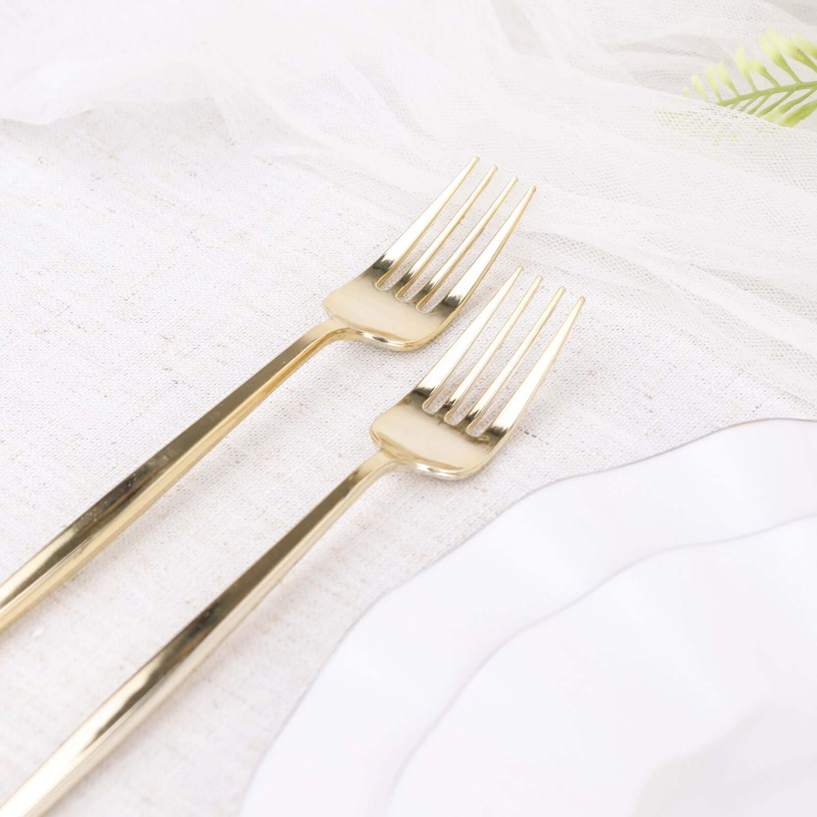 24 Pack 8 Glossy Gold Heavy Duty Plastic Silverware Forks Cutlery, Premium Disposable Sleek Flatware