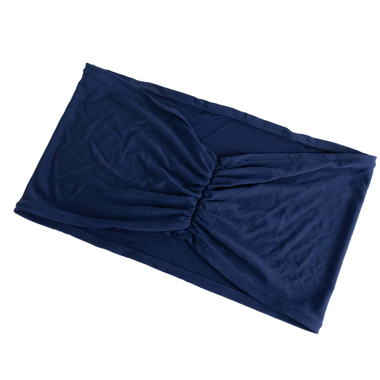 5 Pack Spandex Chair Sashes Navy Blue Ruffled Style - Wide Easy to Use Stretch Chair Bands 8x13