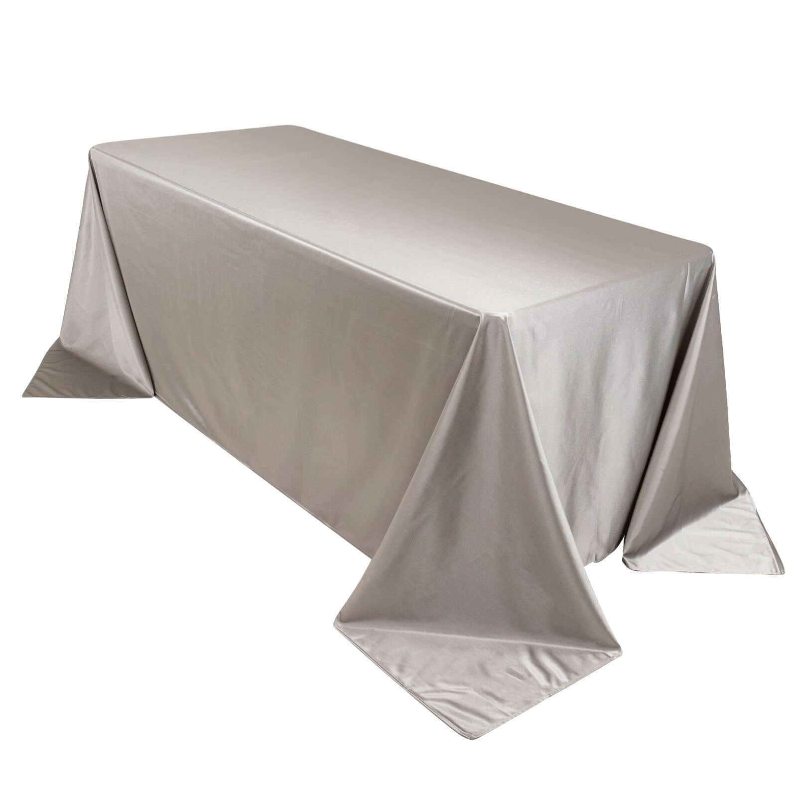 Premium Scuba Rectangular 90x132 Tablecloth Shimmering Silver - Wrinkle Free & Stain Resistant Seamless Table Cover