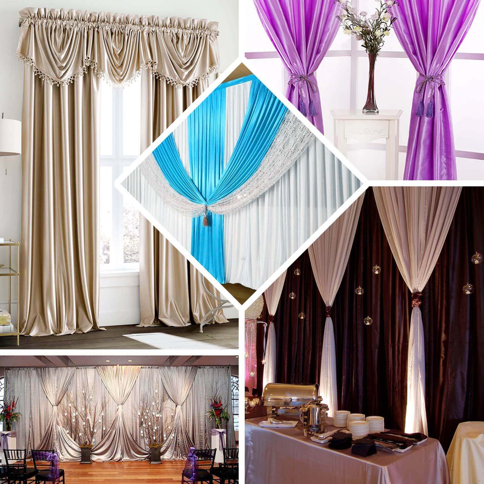 8ftx10ft Dusty Blue Satin Event Curtain Drapes, Backdrop Event Panel