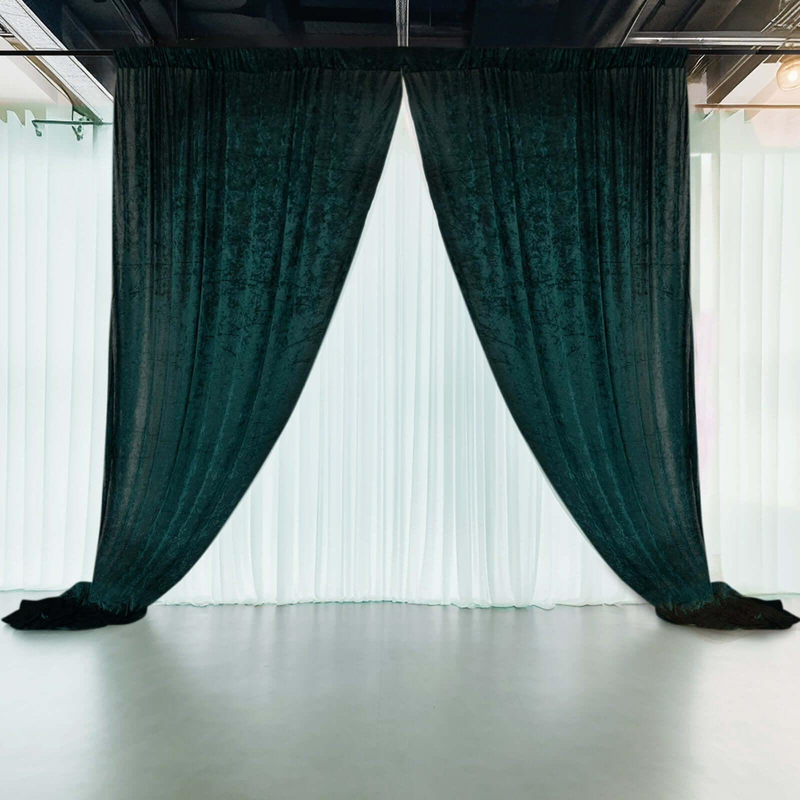 5ftx12ft Hunter Emerald Green Premium Smooth Velvet Event Curtain Drapes, Privacy Backdrop Event Panel with Rod Pocket