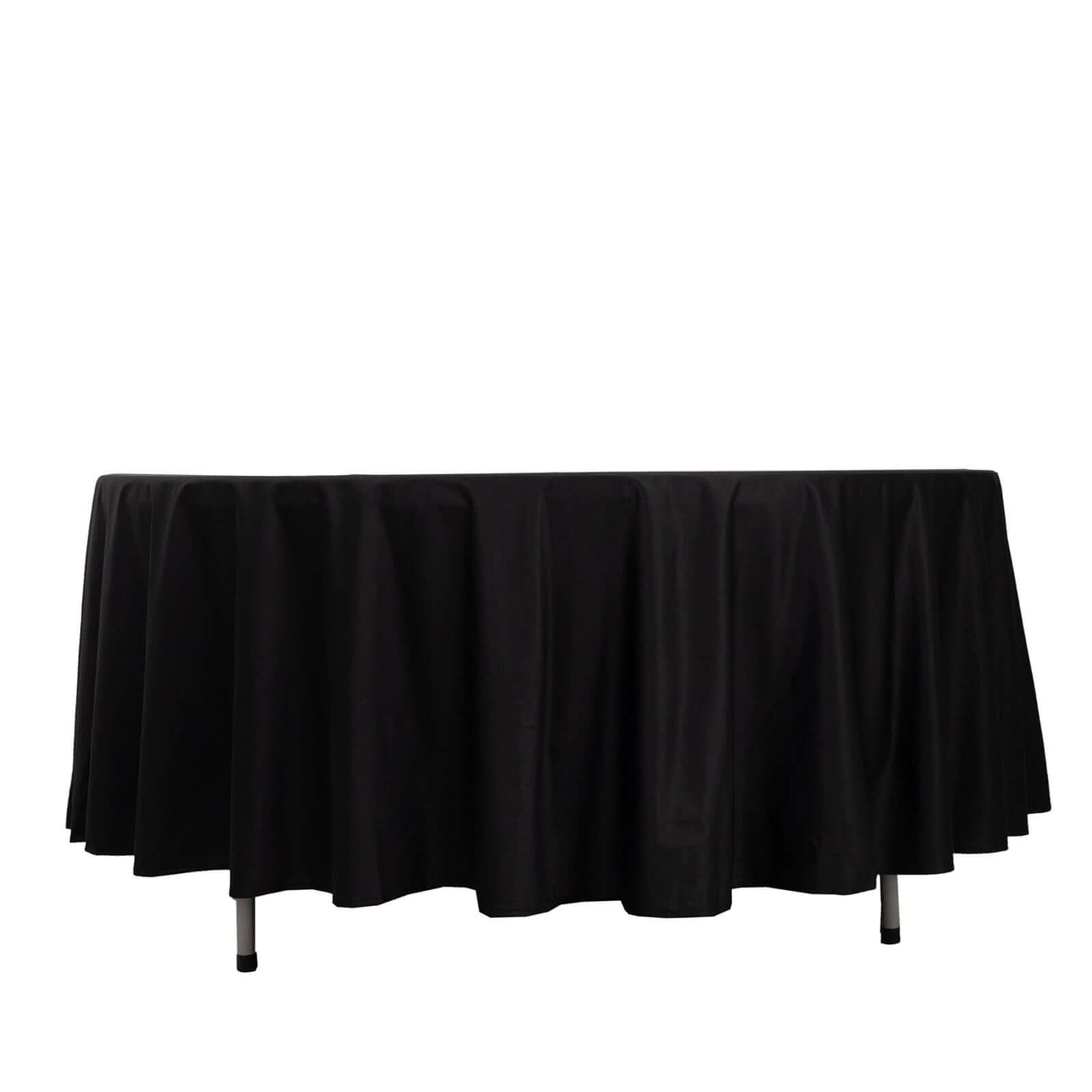 Premium Scuba Round 108 Tablecloth Black - Wrinkle Free & Stain Resistant Table Cover for Exquisite Events