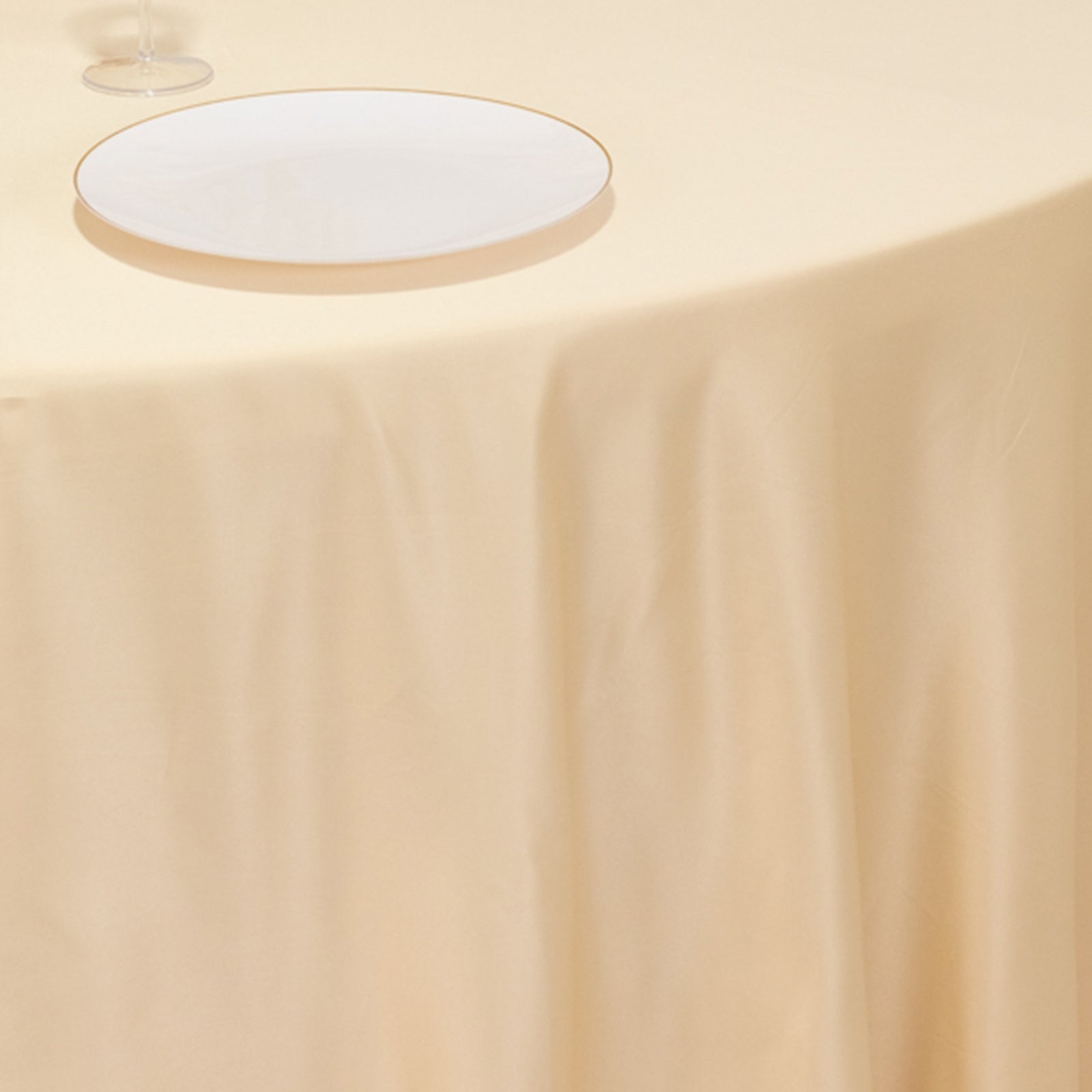 Lamour Satin 120 Round Tablecloth Beige - Seamless Table Cover with Soft Tempered Sheen