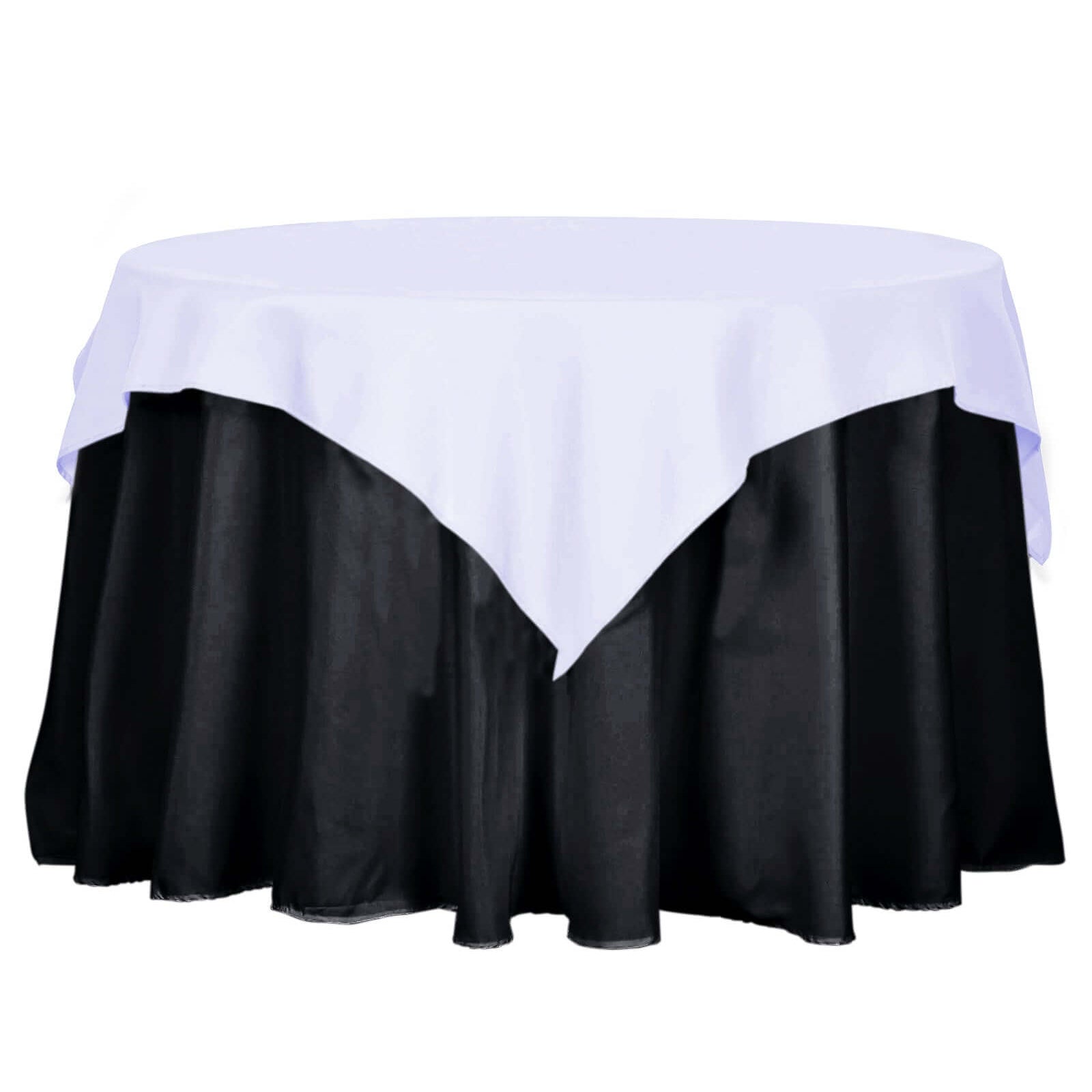 Polyester 54x54 Table Overlay Square Tablecloth White - Wrinkle-Resistant & Durable Table Cover for Events