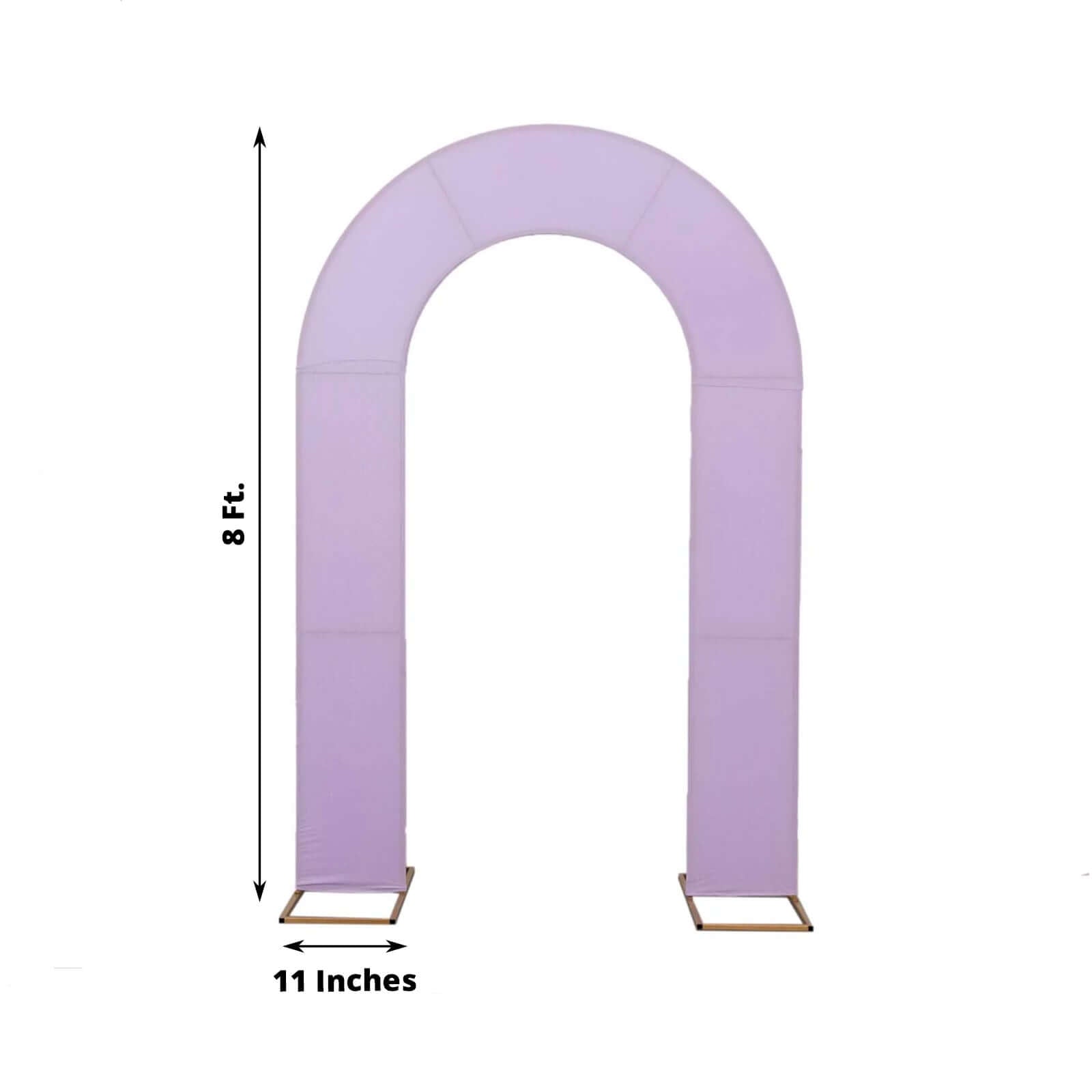 8ft Lavender Lilac Spandex Fitted Open Arch Wedding Arch Cover, Double-Sided U-Shaped Backdrop Slipcover