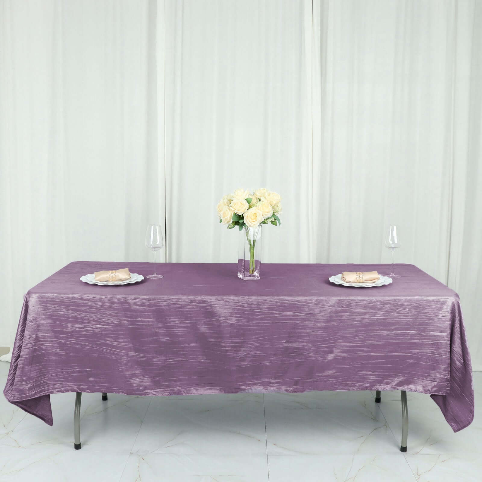 Taffeta 60x102 Rectangle Tablecloth Violet Amethyst - Accordion Crinkle Table Cover