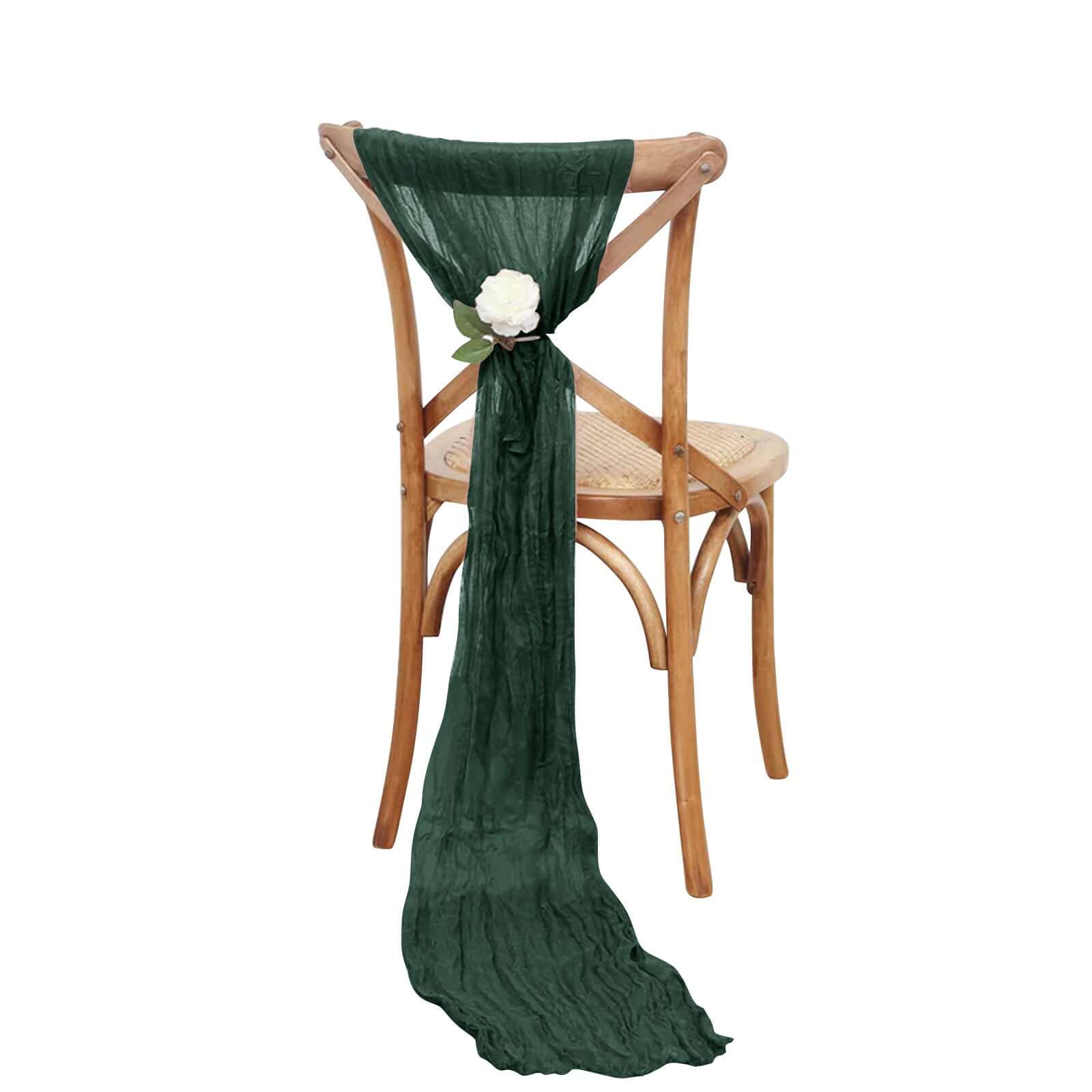 5 Pack Cheesecloth Gauze 16x88 Chair Sashes Hunter Emerald Green - Boho Chair Decorations