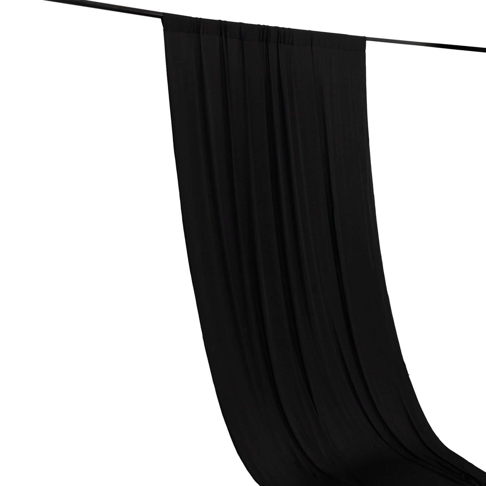 Black 4-Way Stretch Spandex Event Curtain Drapes, Wrinkle Free Backdrop Event Panel with Rod Pockets - 5ftx10ft