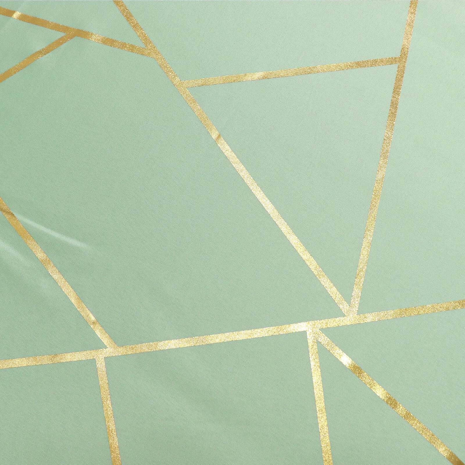5 Pack Polyester 20x20 Napkins Sage Green with Gold Geometric Foil Pattern - Modern Reusable Dinner Napkins