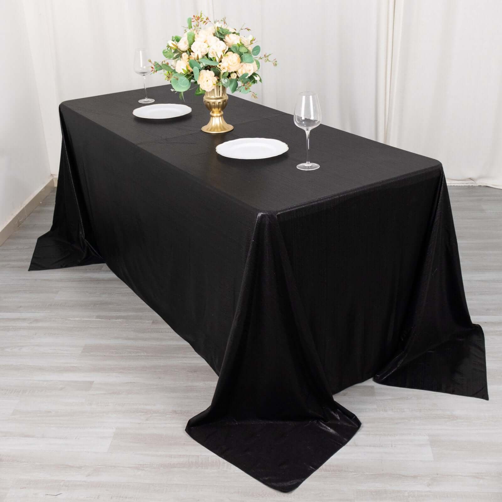 Sequin Dots Polyester 90x132 Rectangle Tablecloth Shimmering Black - Seamless, Glittering & Wrinkle Free Table Cover