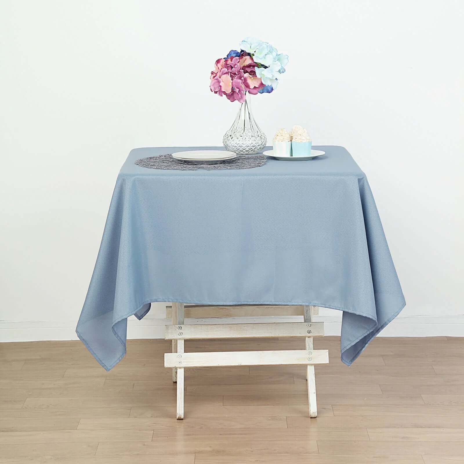 Polyester Square 70x70 Tablecloth Dusty Blue - Wrinkle-Resistant & Durable Table Cover