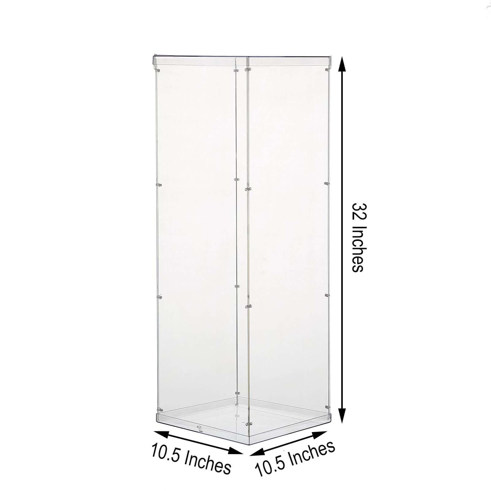 32 Clear Acrylic Display Box, Transparent Pedestal Riser with Interchangeable Lid and Base